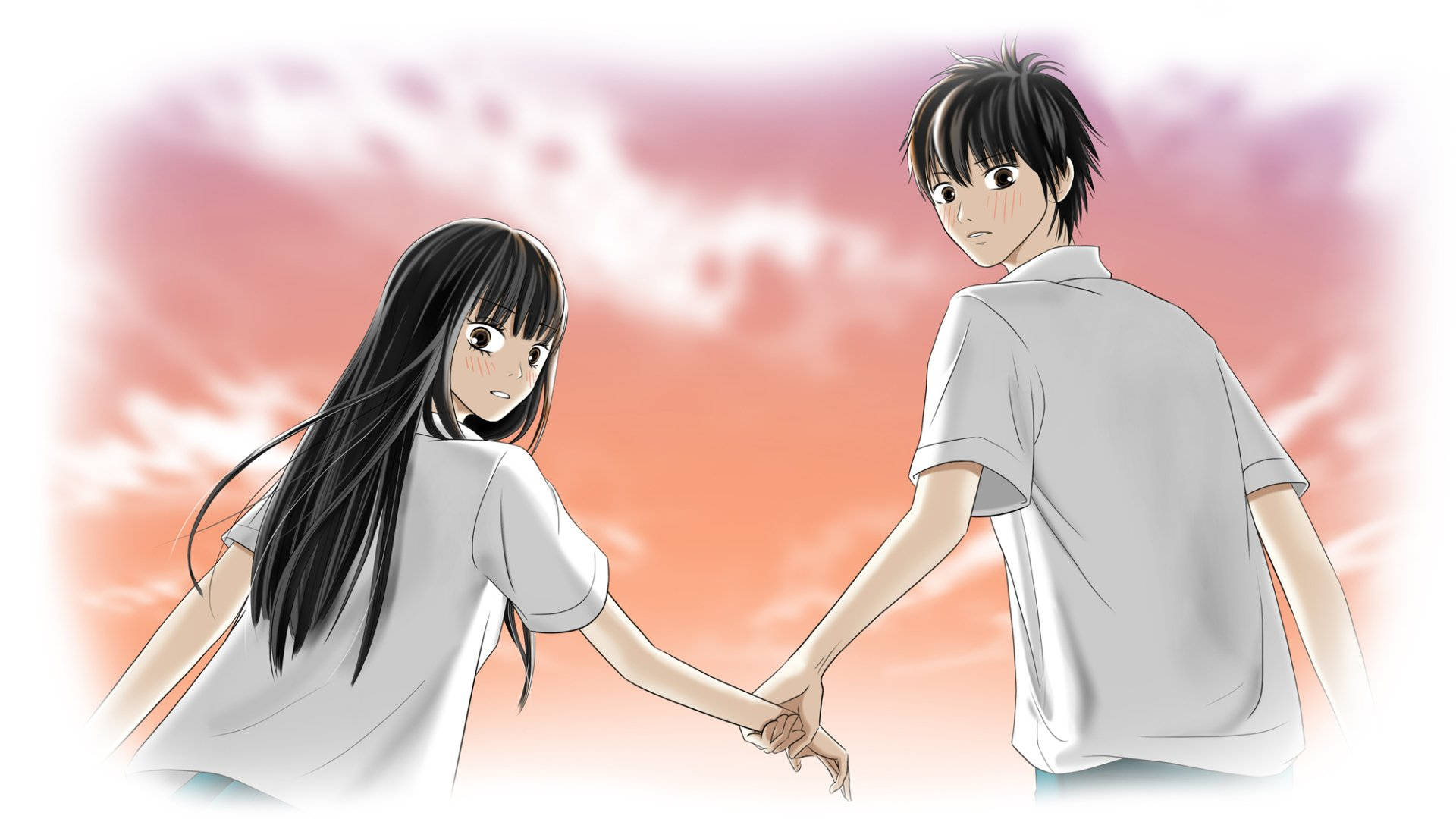 Аниме-пара: момент любви из «Kimi ni Todoke» Обои