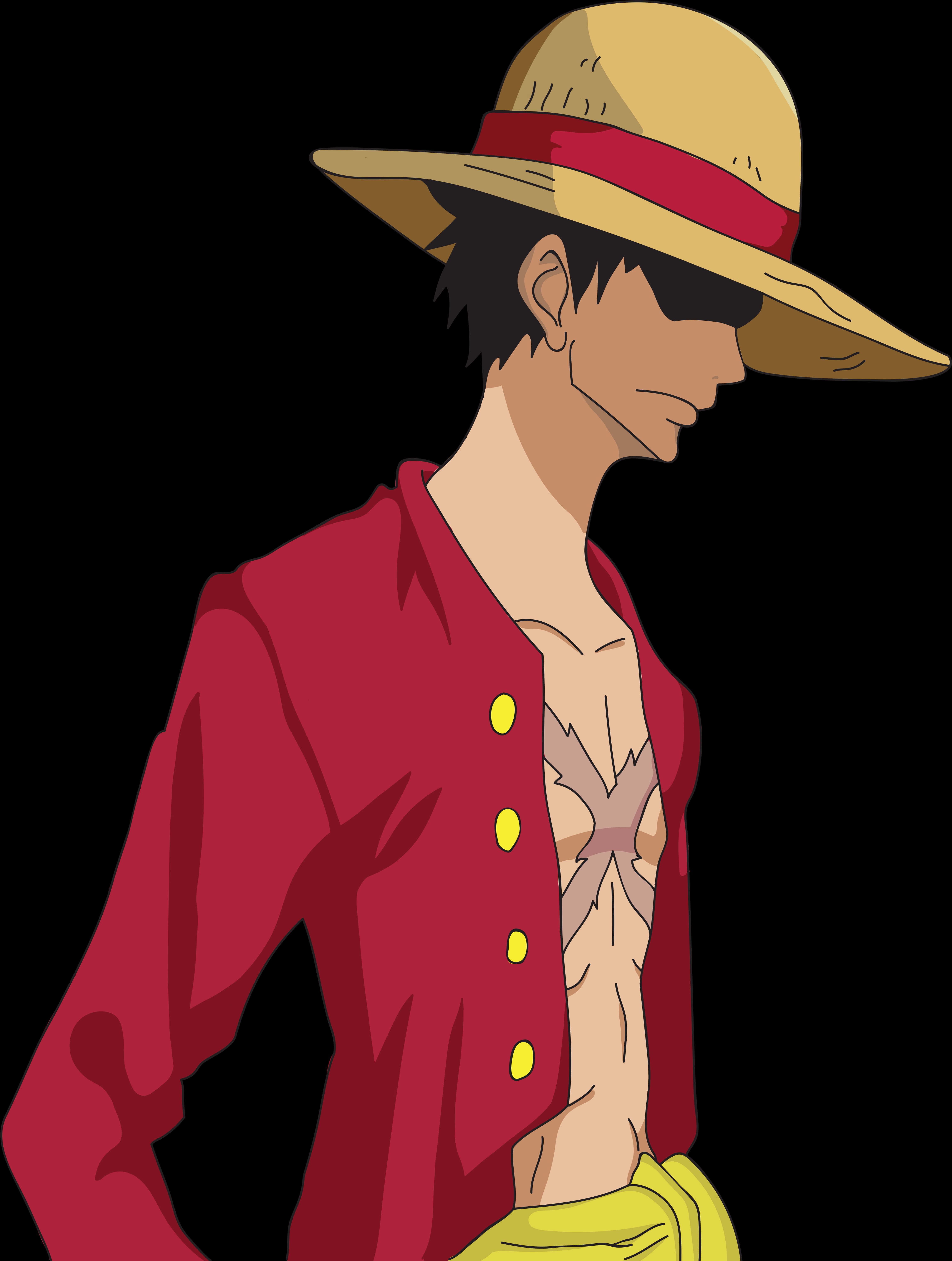 Аниме персонаж в красной рубашке и соломенной шляпе Обои