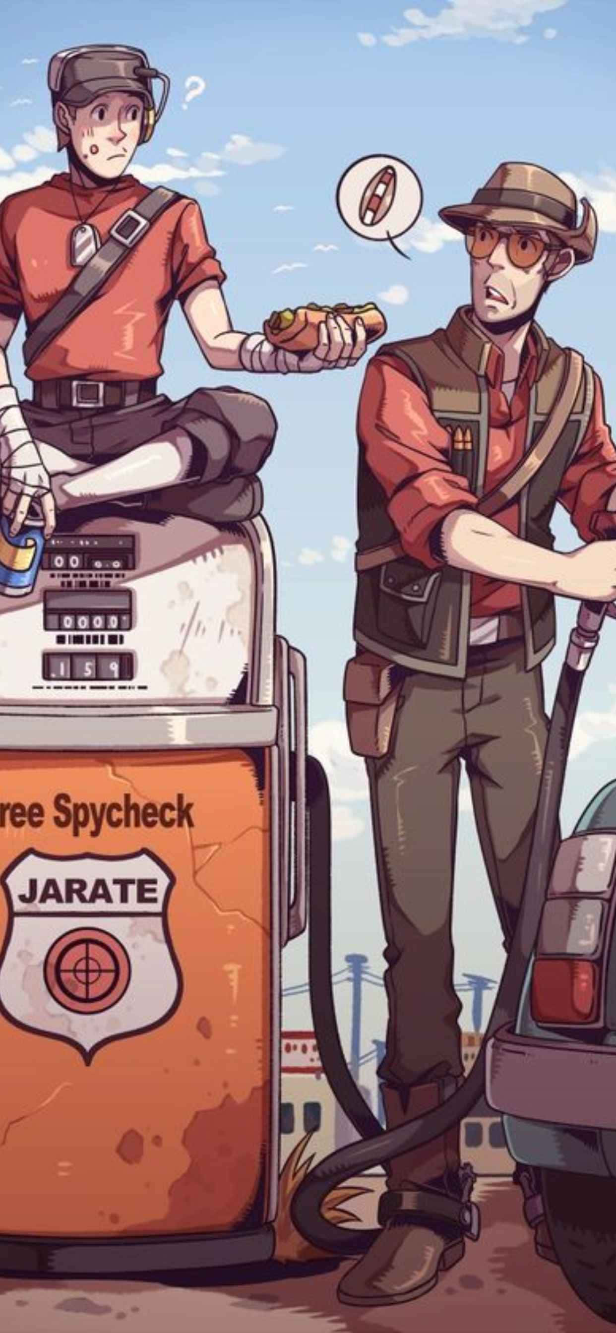 Анимированный разведчик и снайпер iPhone XS Max Team Fortress 2 фон Обои