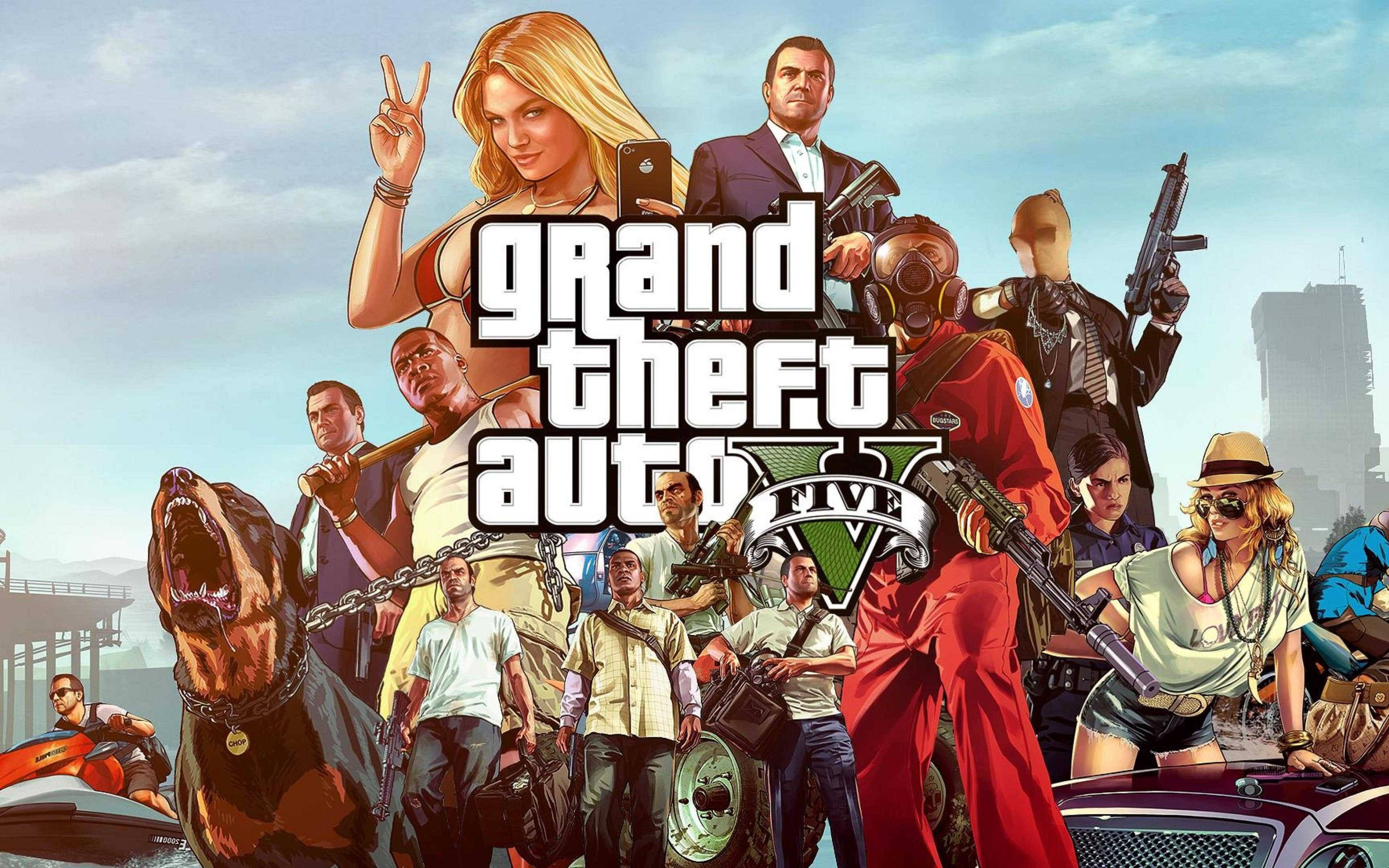 Ансамбль персонажей GTA 5 в 4K Обои