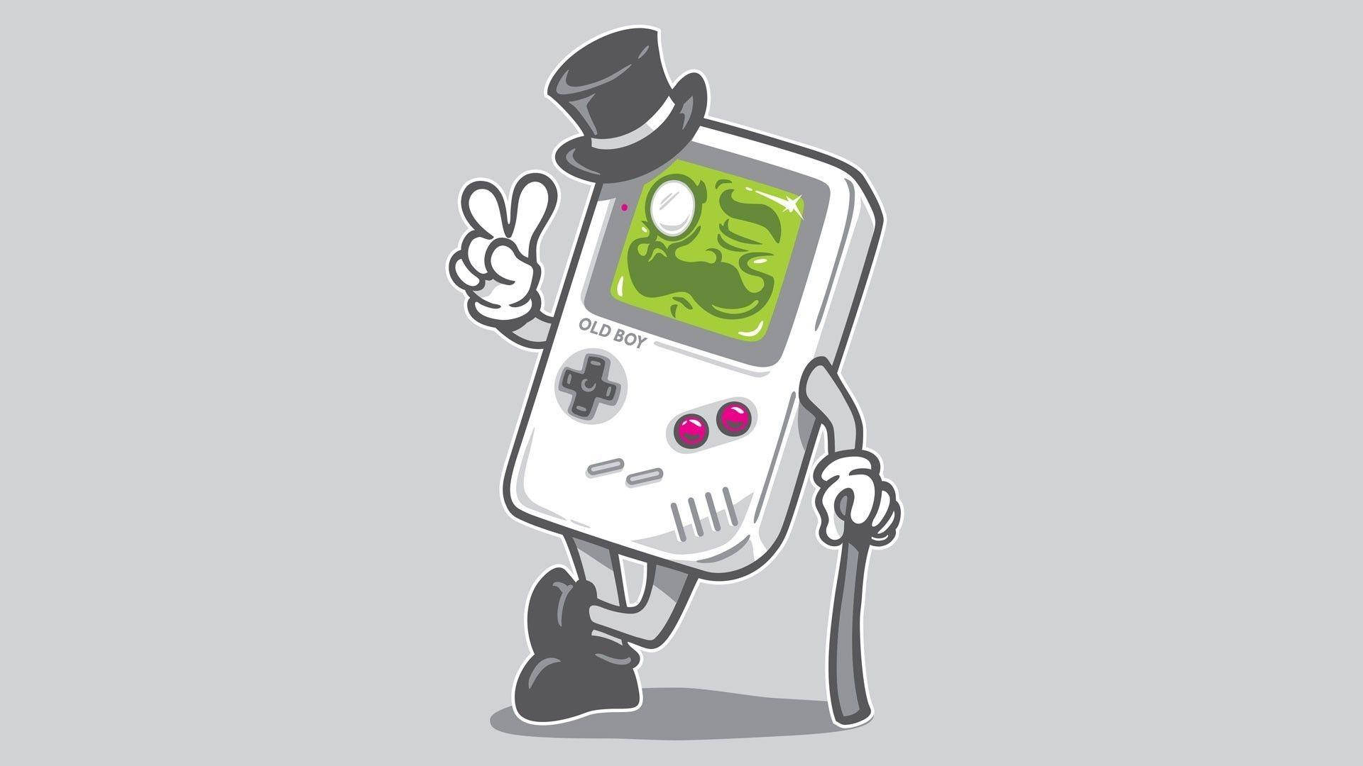 Антропоморфный пародийный арт Game Boy Обои