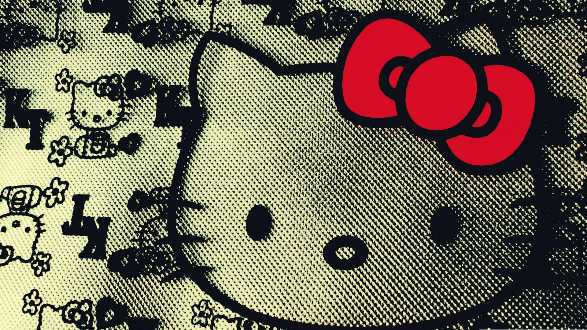 Артистичные черные обои с Hello Kitty Обои