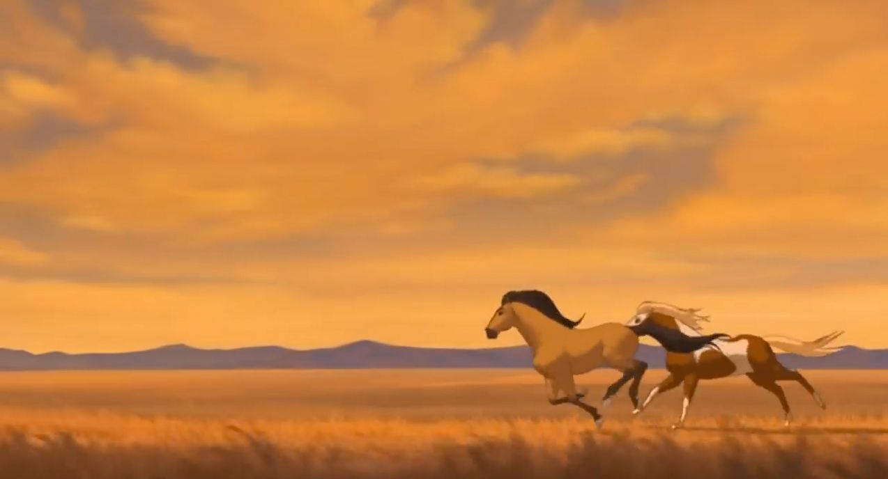 Бегущие лошади из мультфильма «Спирит: Душа прерий» Обои