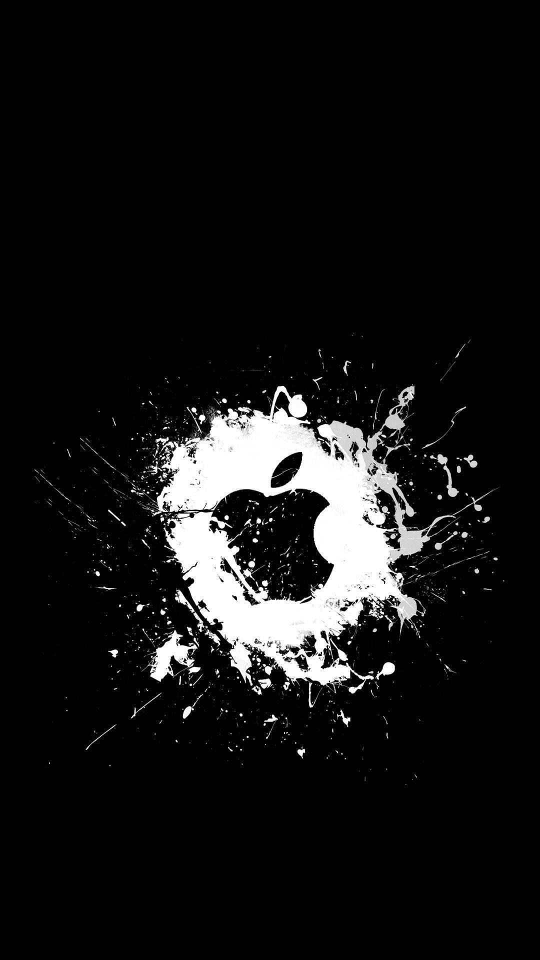 Белые брызги на черном фоне с логотипом Apple iPhone Обои
