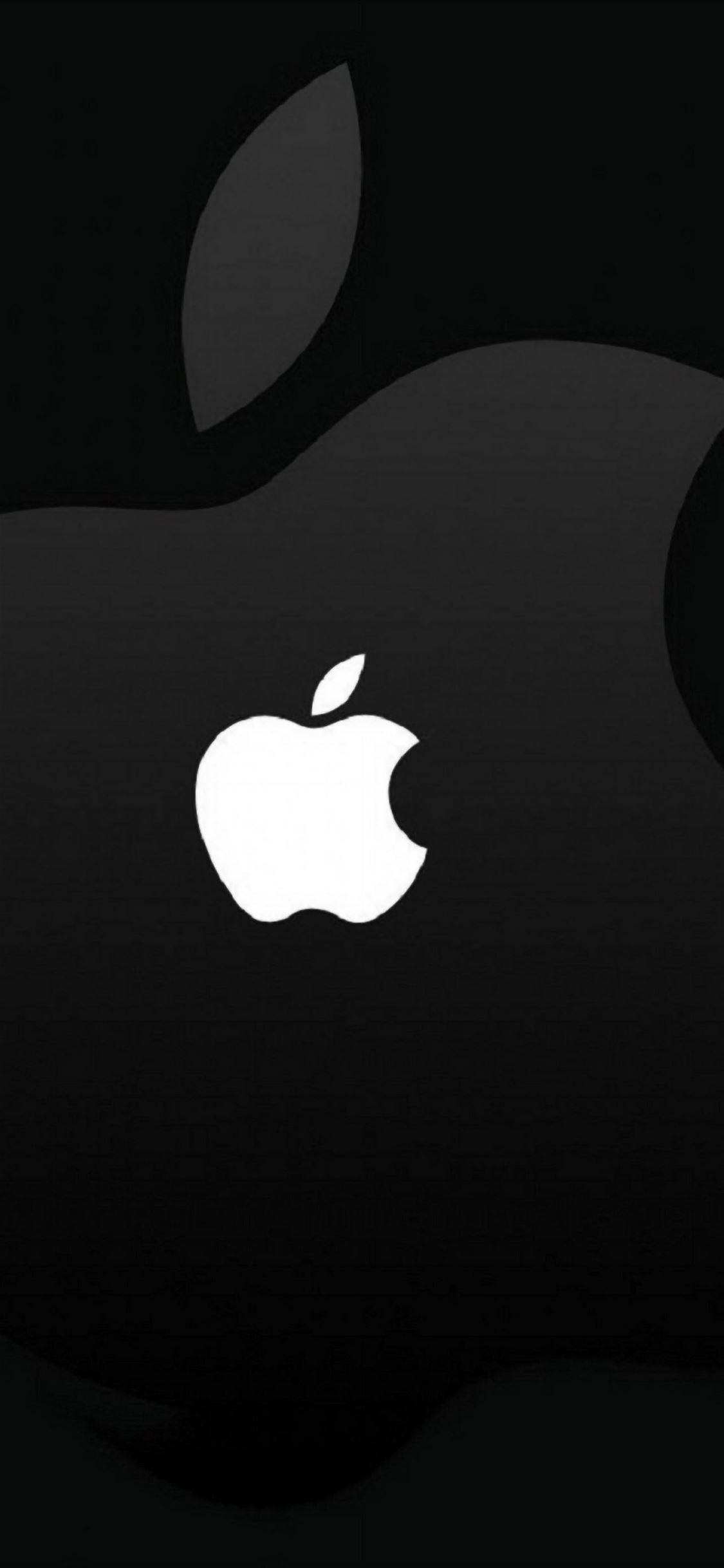 Белый логотип Apple на темном фоне для iPhone Обои