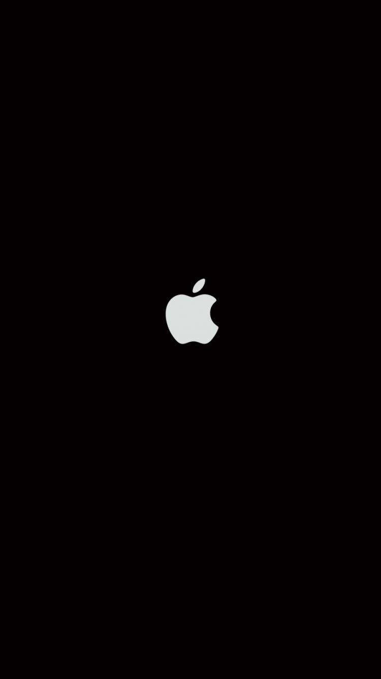 Белый логотип Apple на черном фоне для iPhone Обои