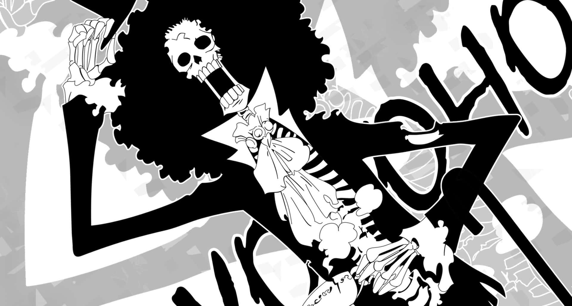 Брук из One Piece черно-белый Обои