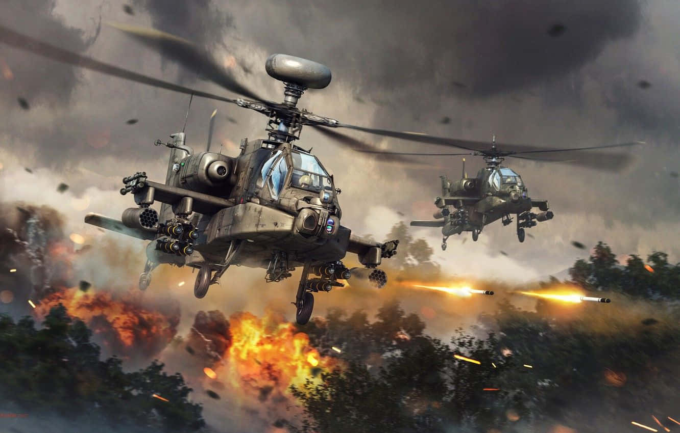 Величественный Boeing AH-64 Apache — Небесный воин с переливами Обои