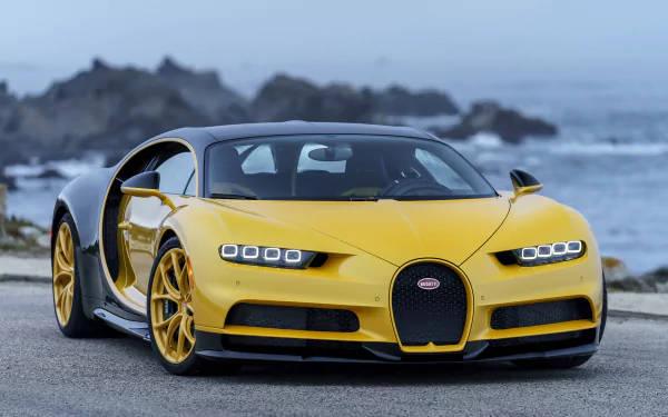 Желтый Bugatti Chiron 4k
