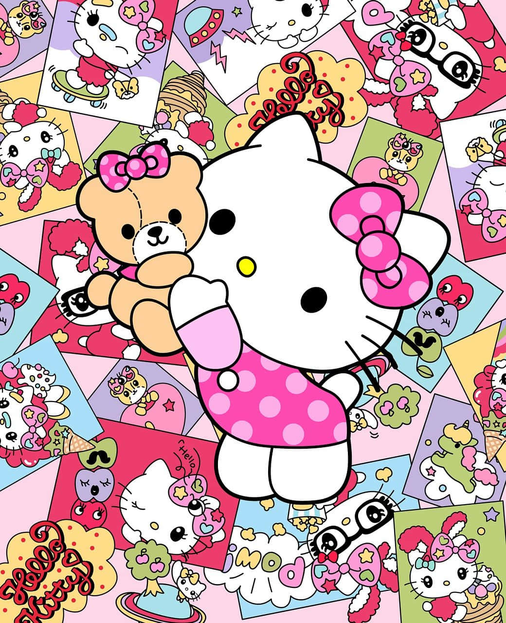 Весёлые персонажи Sanrio, празднующие радость Обои