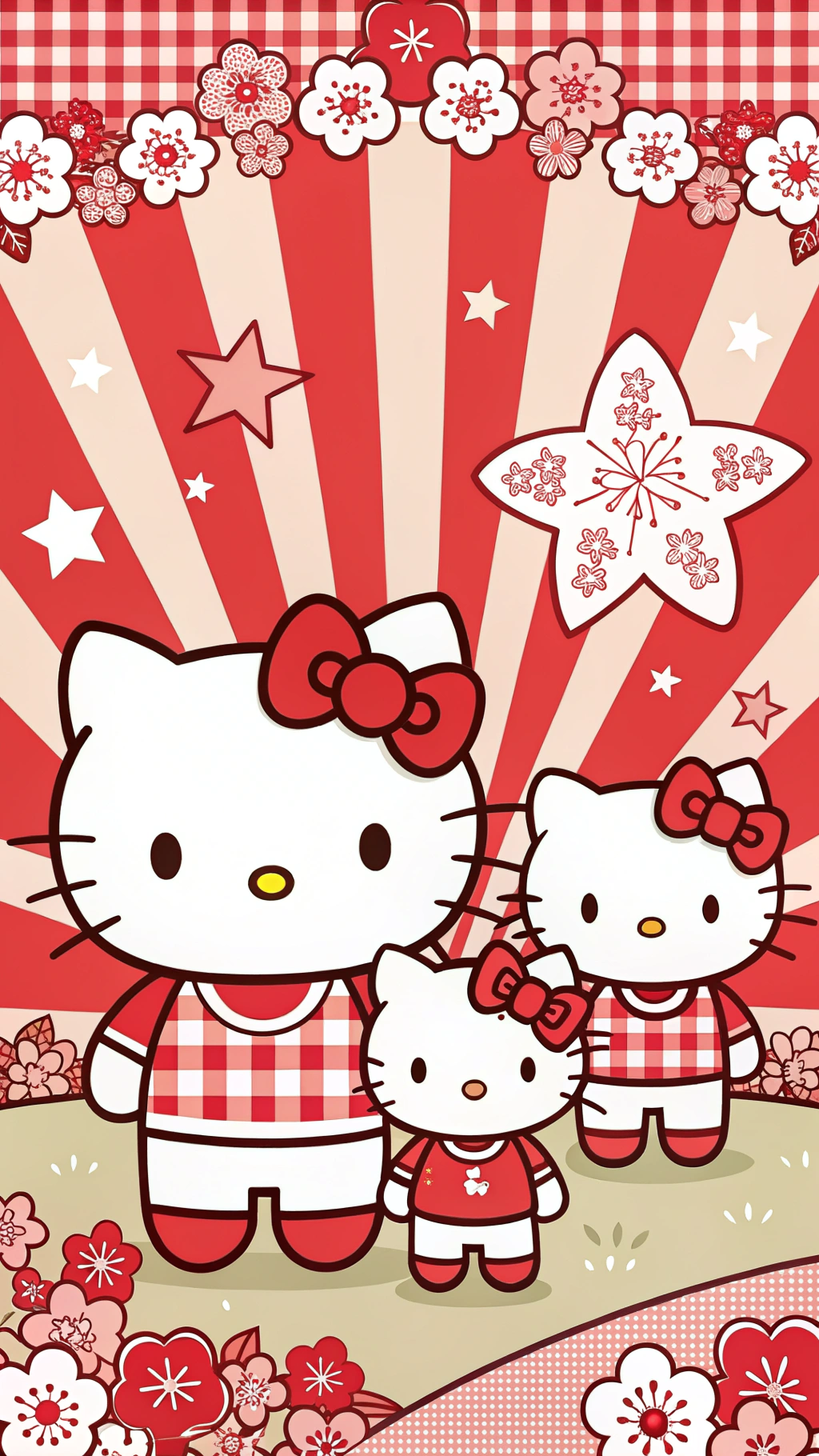 Взрывной стиль семьи Hello Kitty Обои