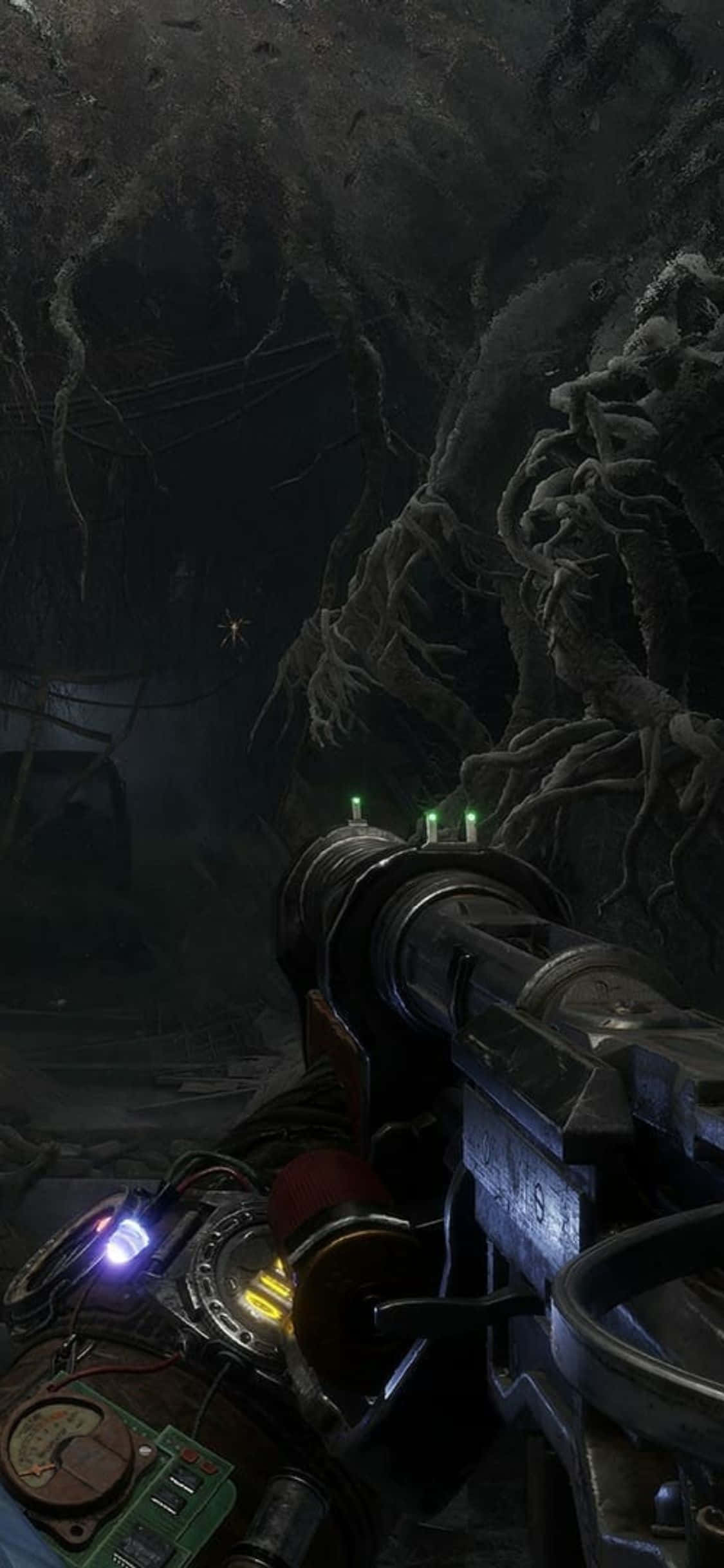 Вид от первого лица постапокалиптического мира Metro Exodus, увиденного через объектив iPhone X. Обои