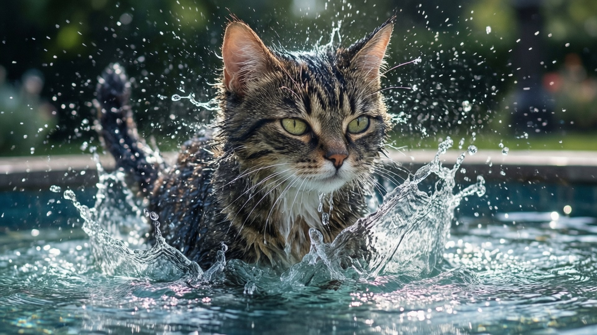 Водяной кот-брызги Обои