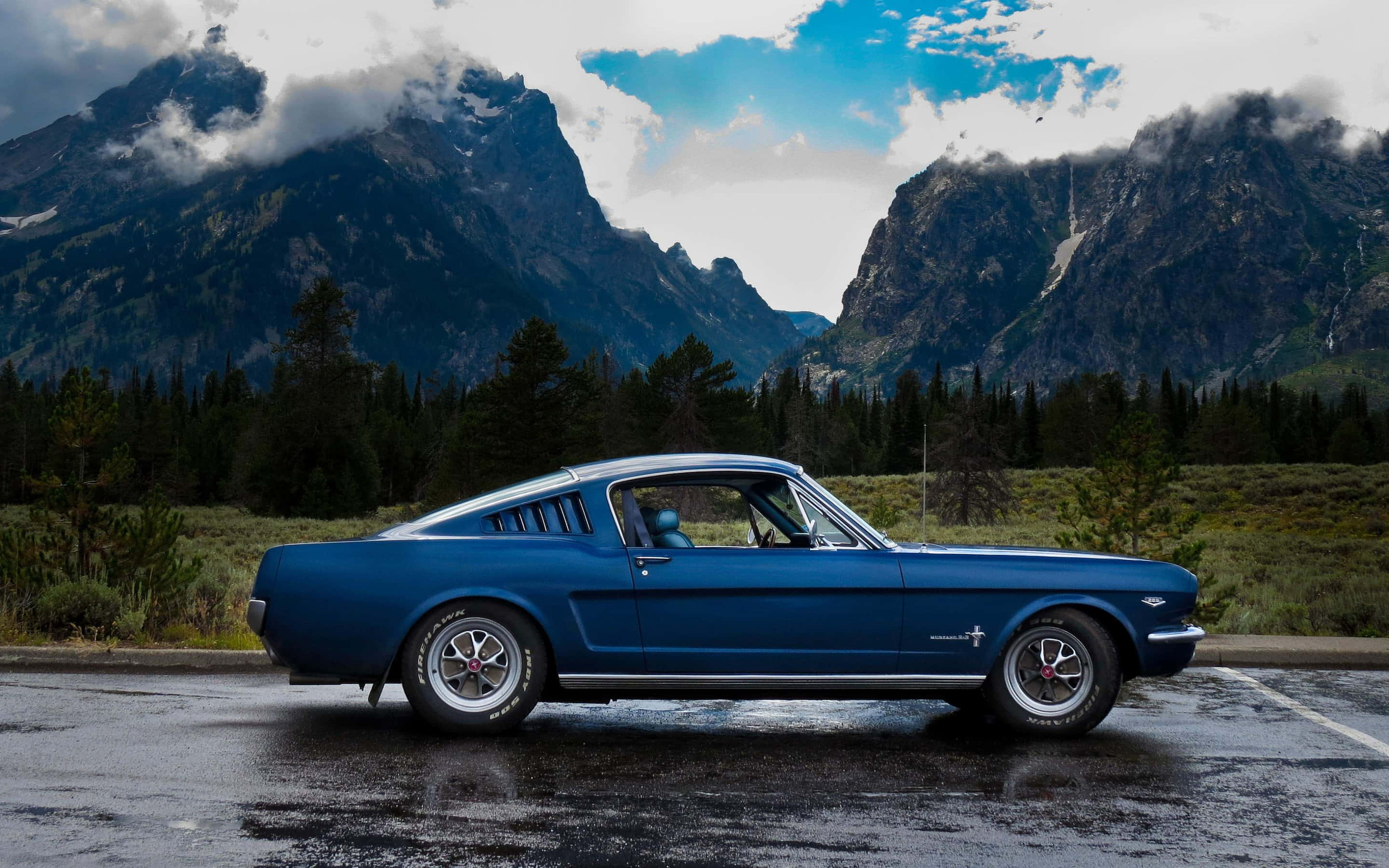 Впечатляющий вид на Ford Mustang Fastback 1966 года Обои
