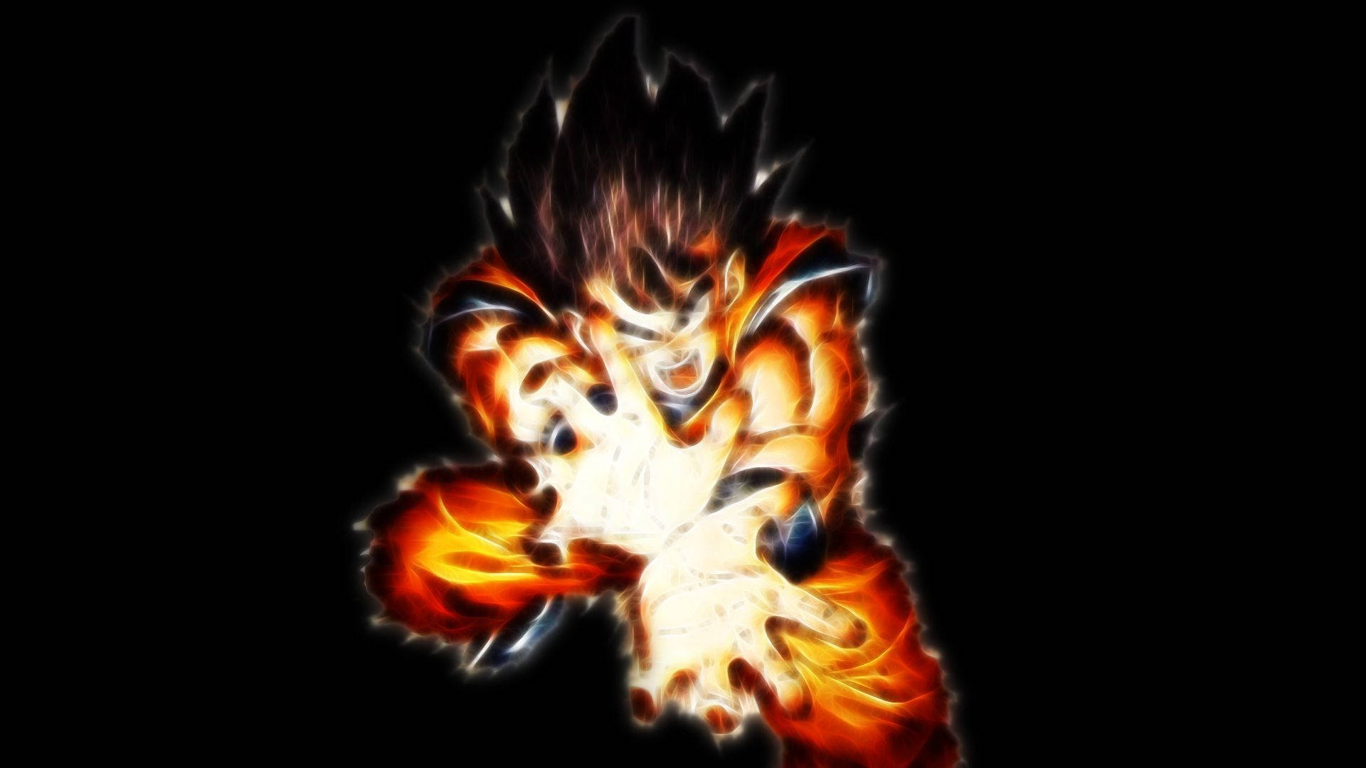 Dragon Ball Z супер бройли Сан Гоку создает волну Камехамеха в темноте. Анимированный мультфильм.