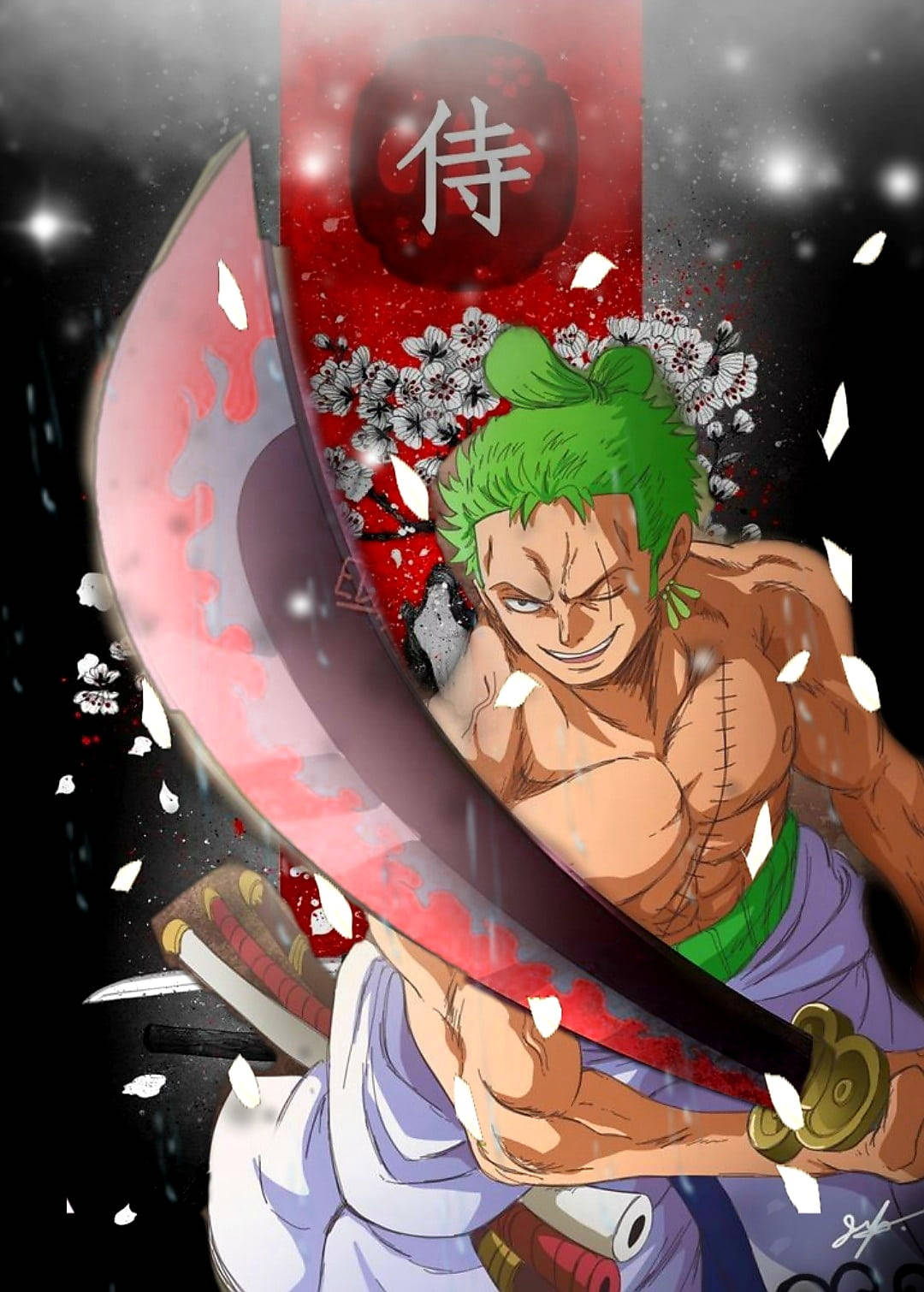 Графическая аниме-арт Roronoa Zoro PFP Обои