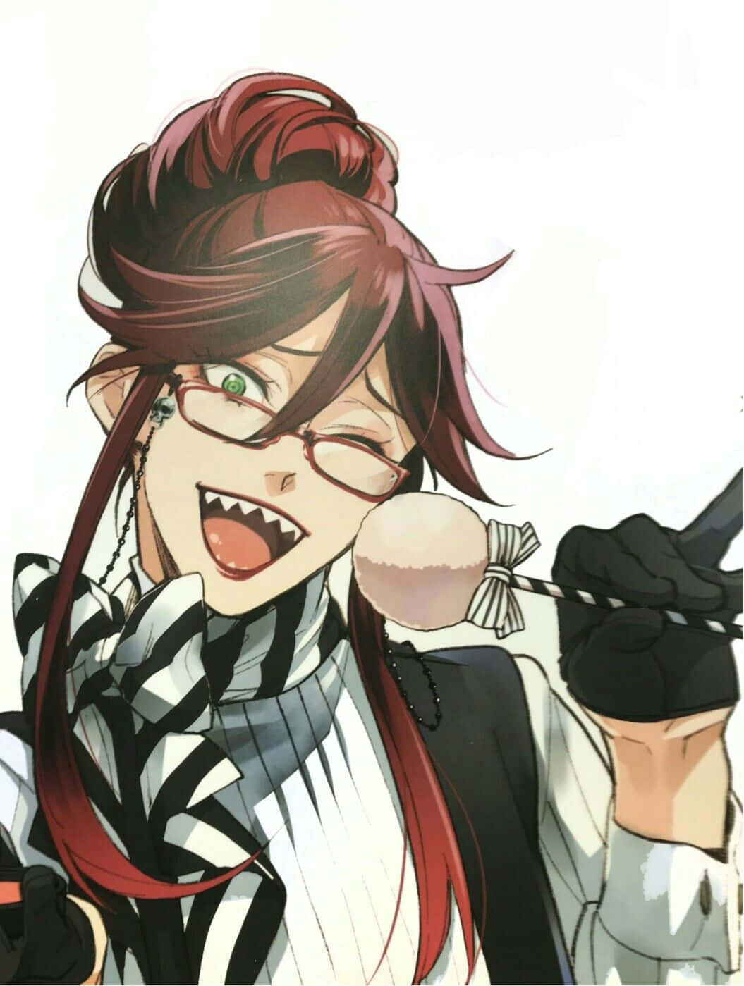 Грелл Сутклифф в яркой и дерзкой позе на захватывающей иллюстрации Обои