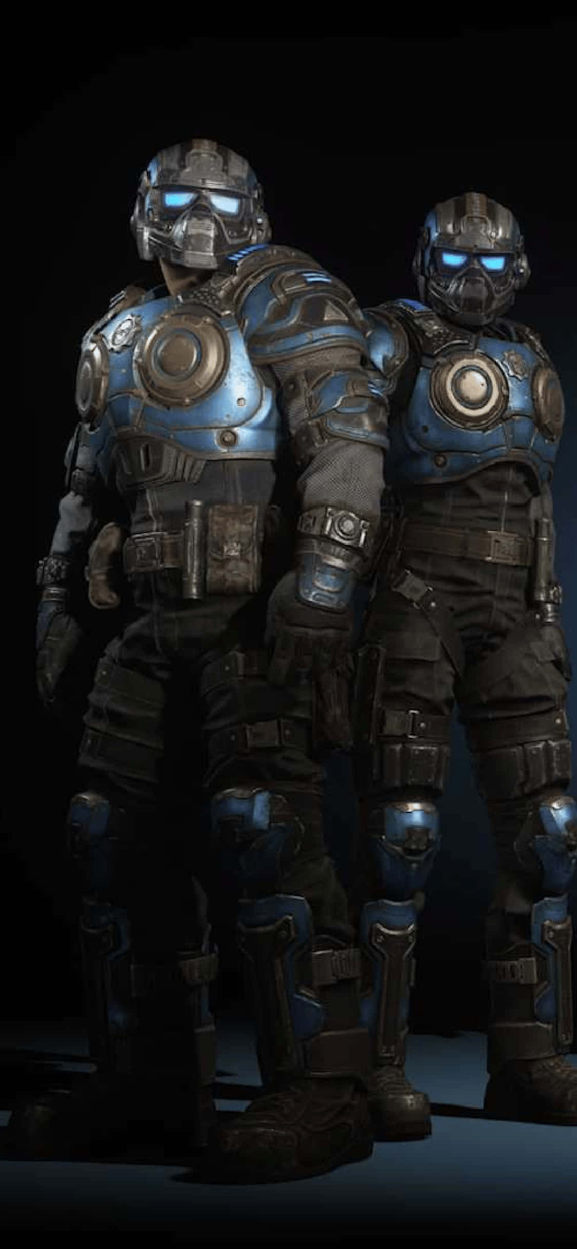 двое мужчин в синих костюмах Gears of War стоят рядом друг с другом Обои