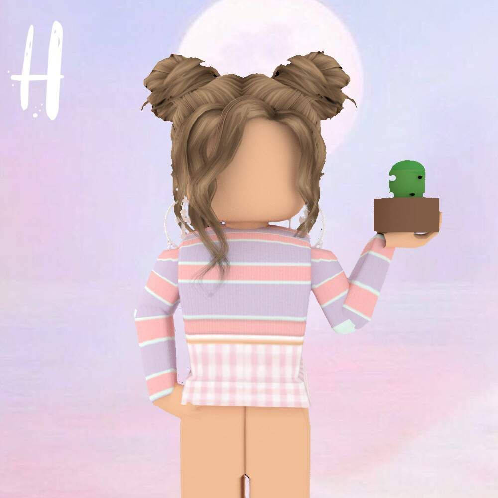 Девочка-персонаж Roblox с суккулентом Обои