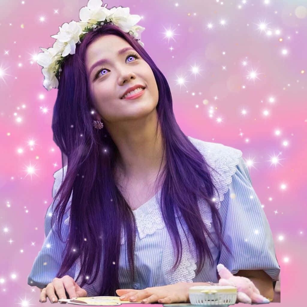 Джису Blackpink фиолетовые глаза и волосы — Blackpink Обои