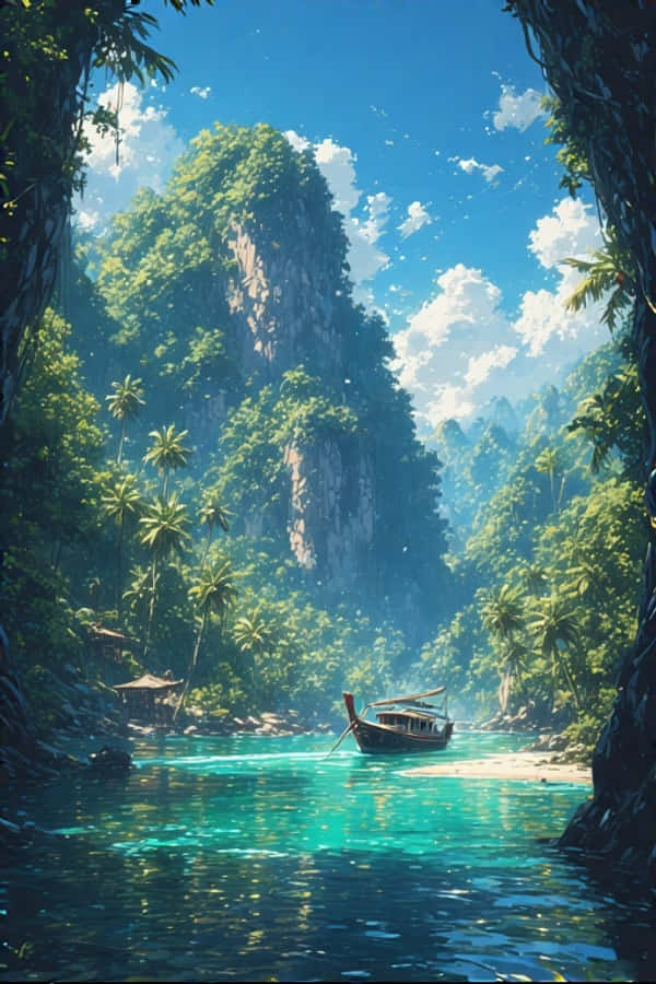Длиннохвостая лодка и известняковые скалы тропический рай 4K Обои