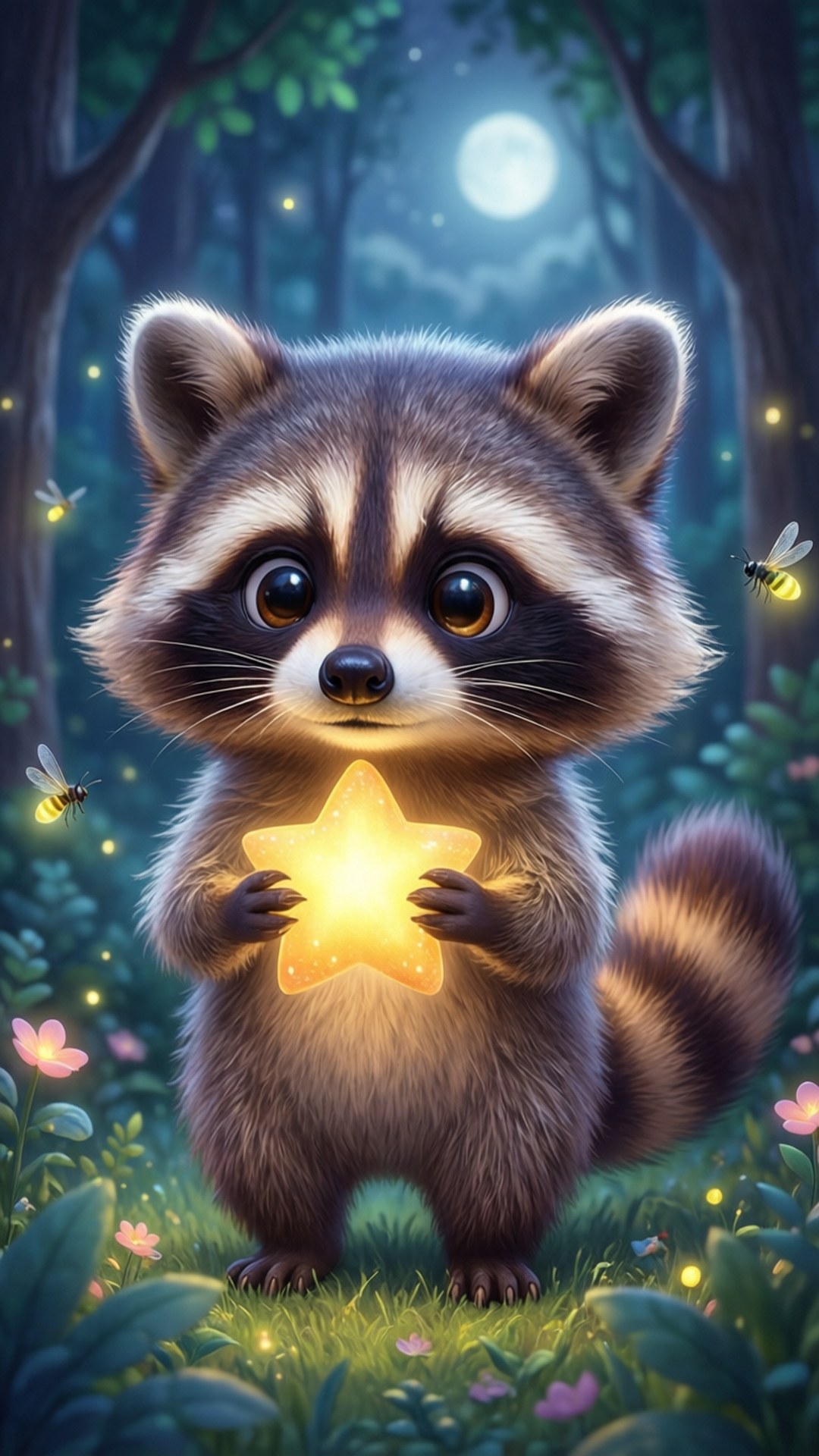 Енот со звездой Обои
