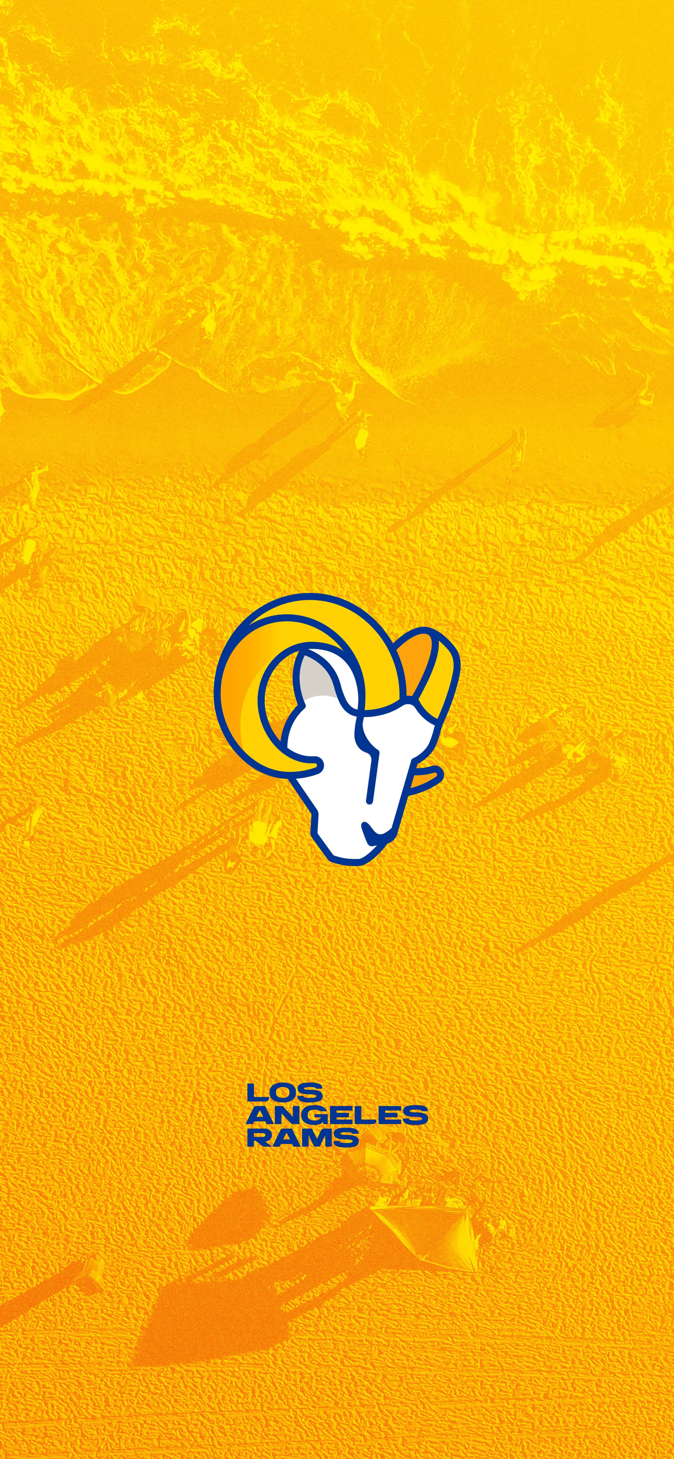 желто-оранжевый фон с логотипом Los Angeles Rams Обои