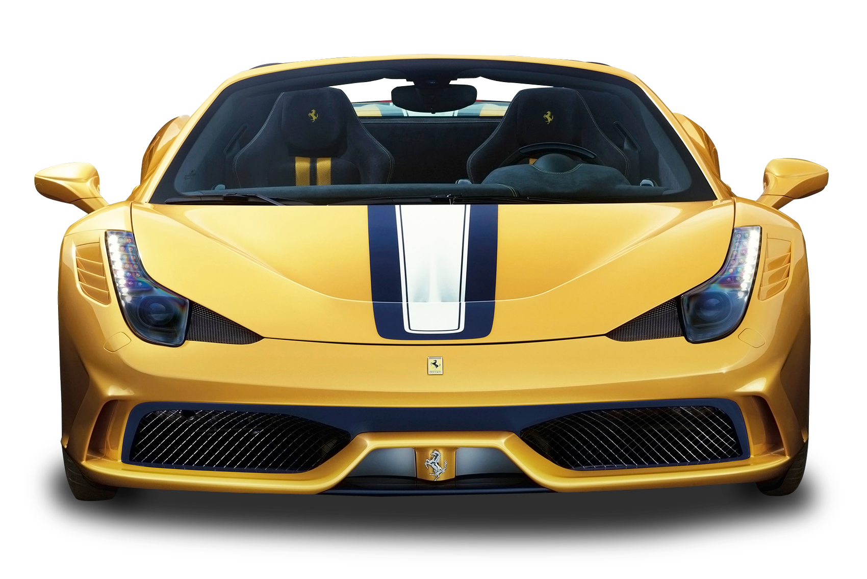 Желтый спортивный автомобиль с полосами Обои