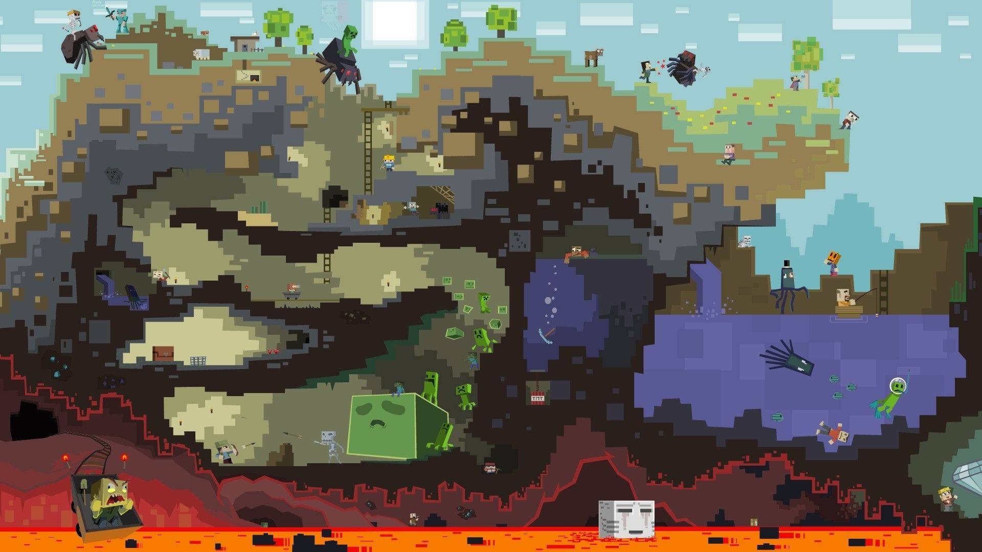 Обои Minecraft жизнь под землёй под водой