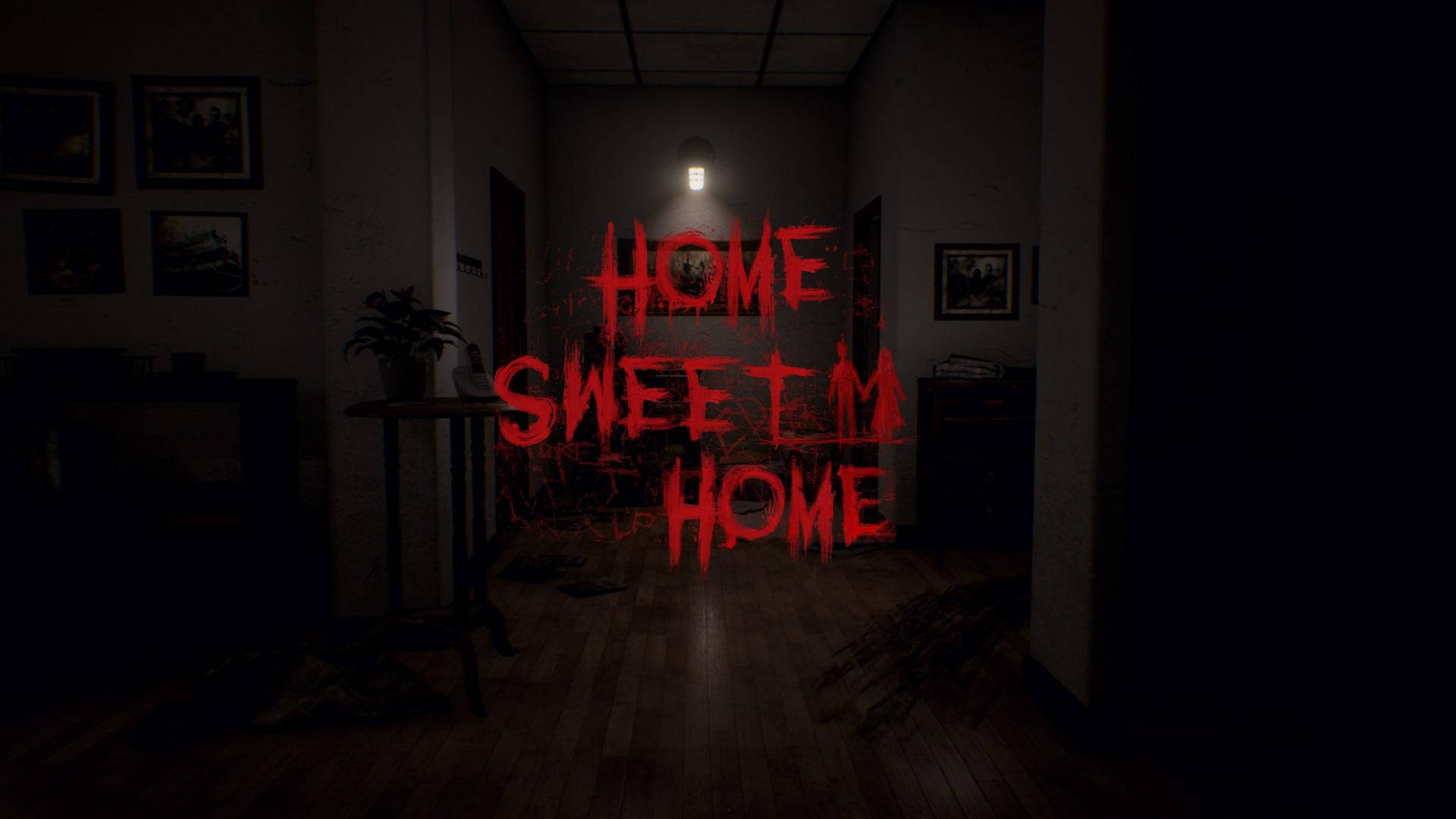 Жуткое «Home Sweet Home» в тёмной комнате Обои