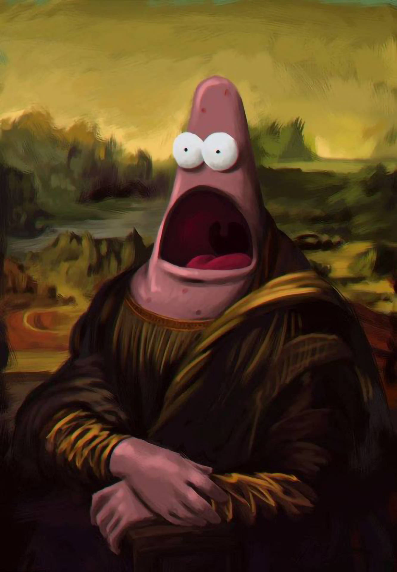 Забавная эстетичная Мона Лиза Патрик Обои