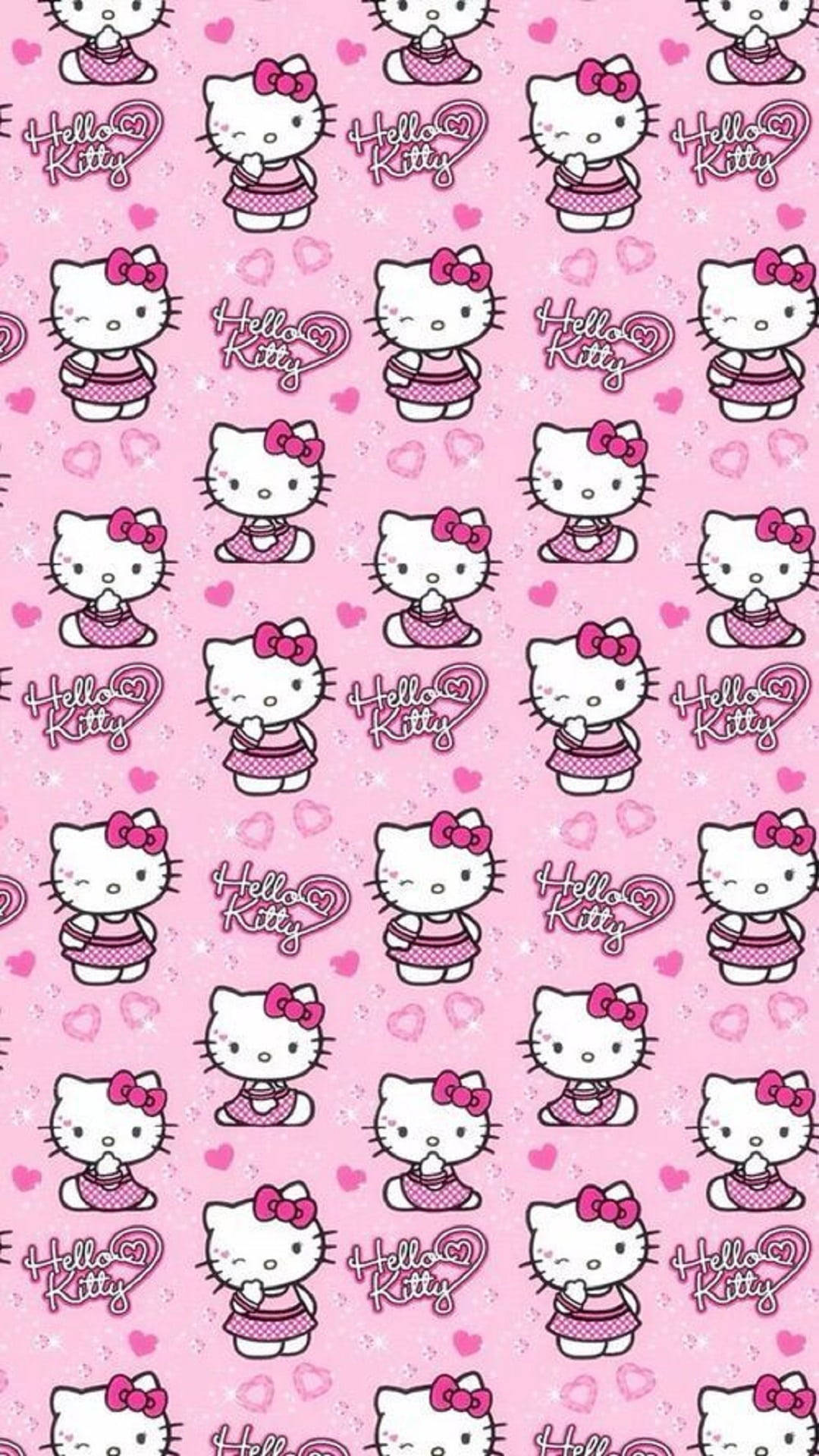 Загруженный розовый узор Hello Kitty Обои