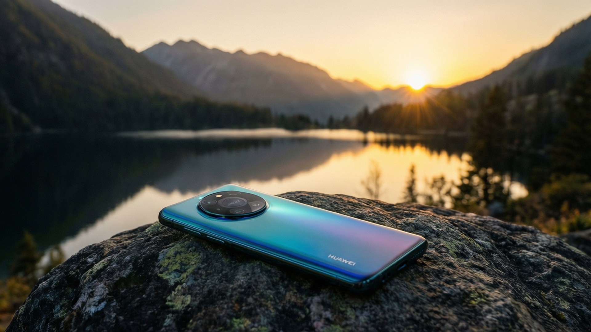 Закат на озере с Huawei Обои