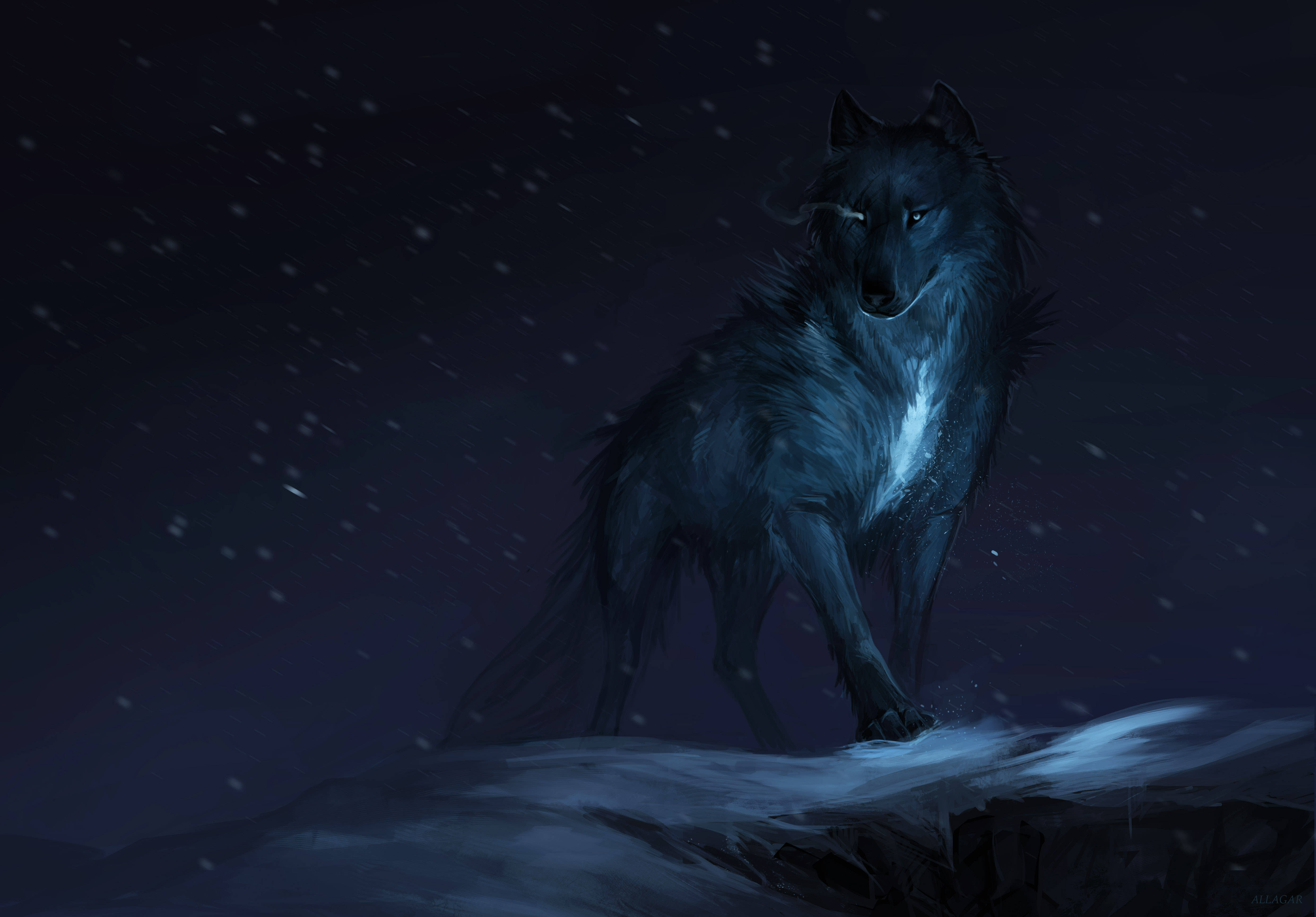 Зачаровывающий Лис Темный 4K Обои