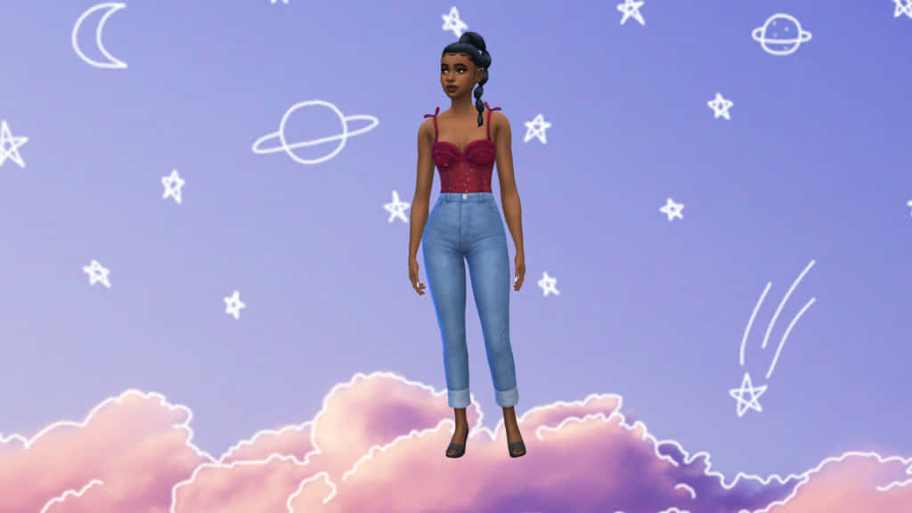 Звезды, Луна, Космический фон CAS Sims 4 Обои