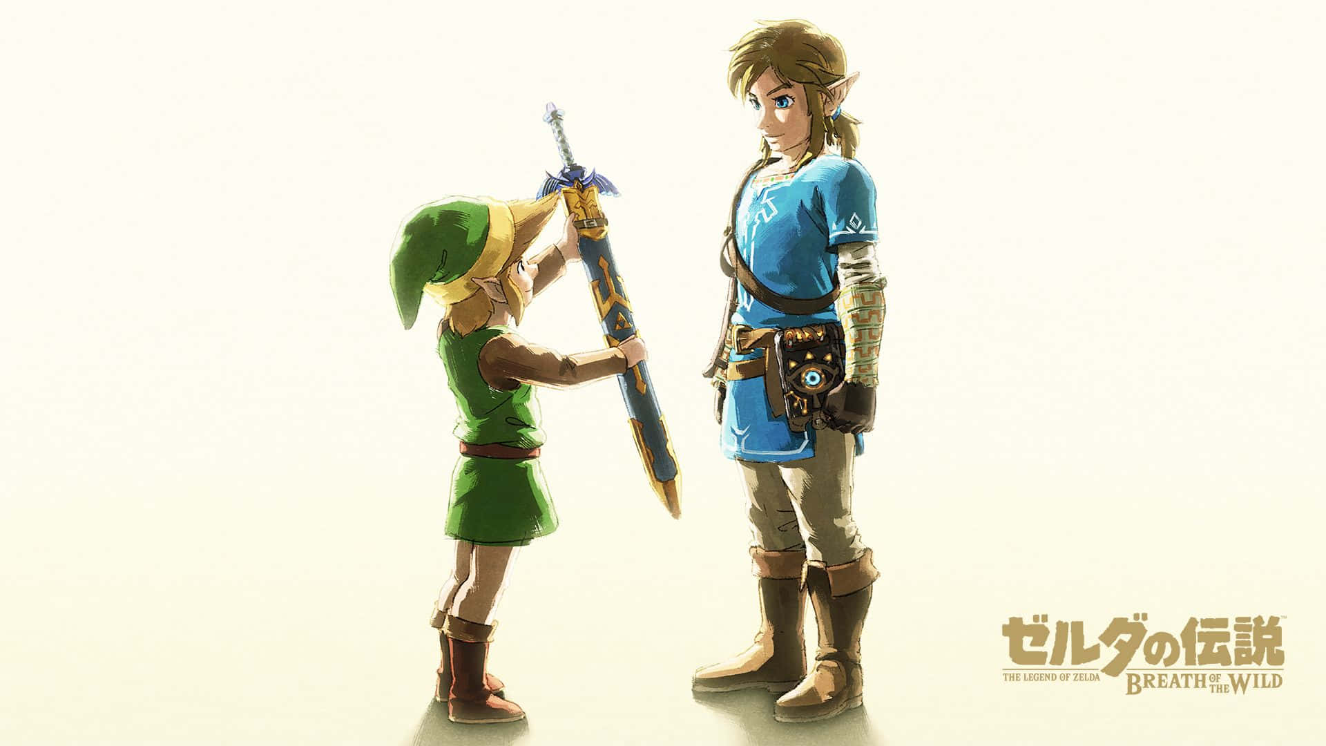 Зельда BOTW: Маленький Линк передаёт меч Большому Линку Обои