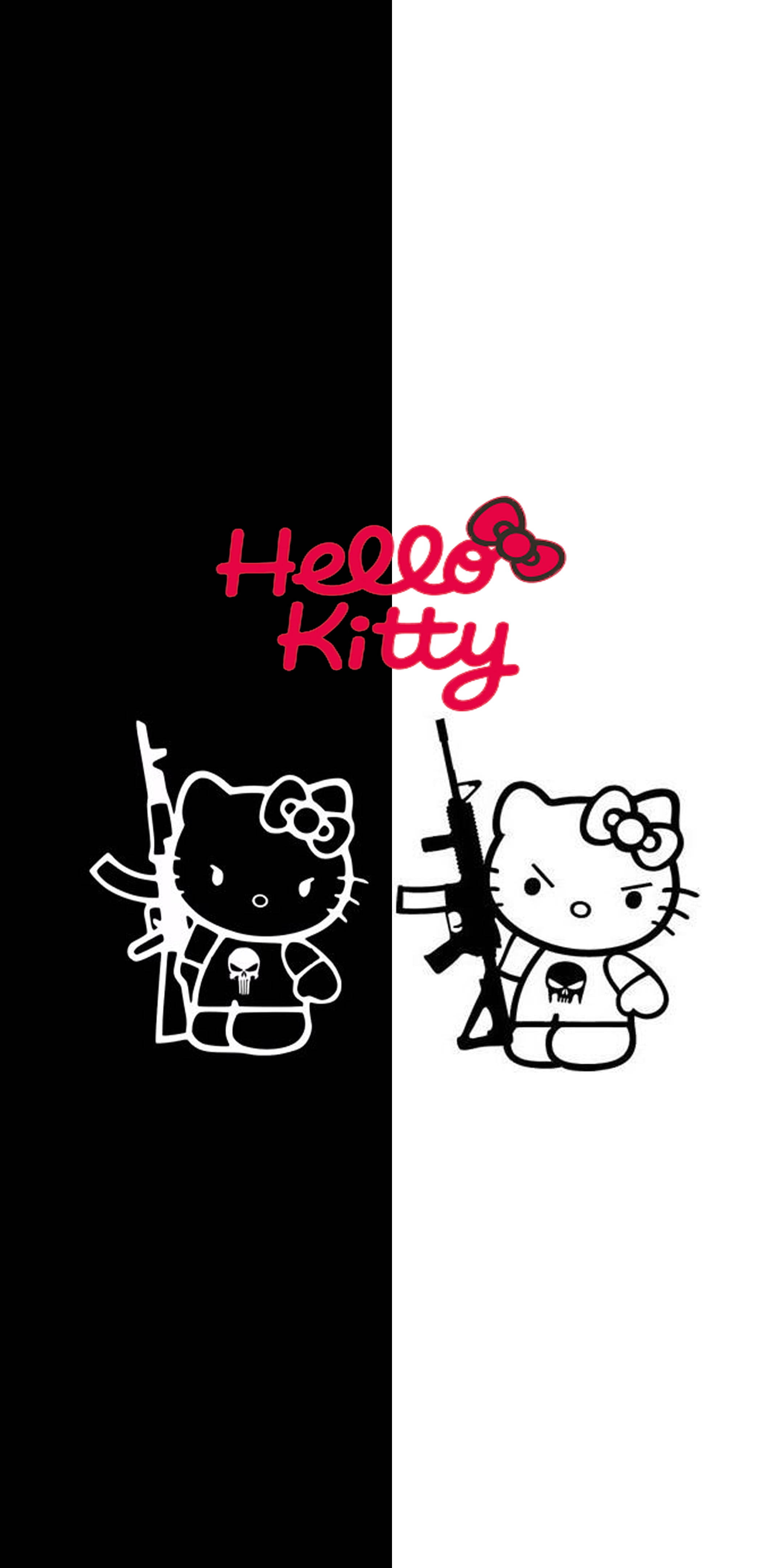 Злая белая и черная Hello Kitty Обои