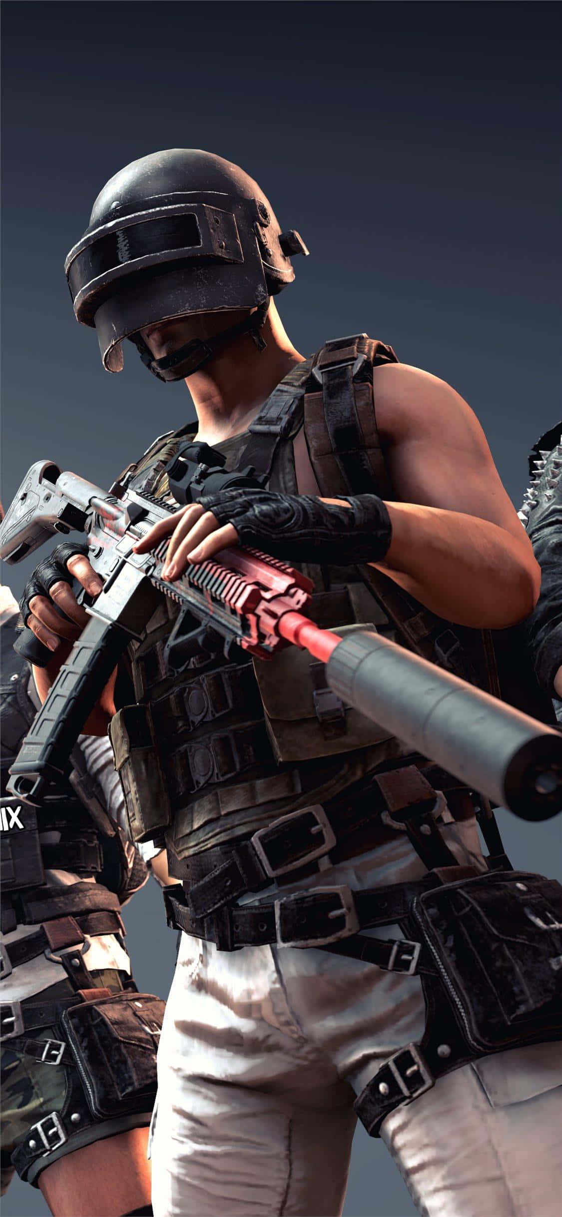 Игрок с черно-красной винтовкой PUBG iPhone Обои