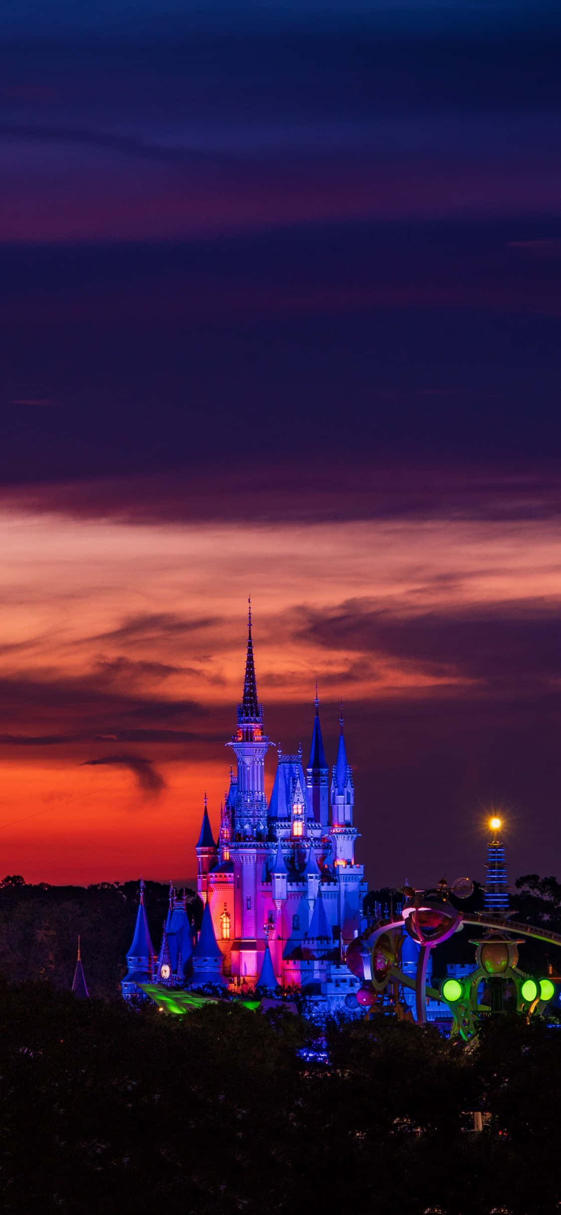Иллюстрированный снимок Disney World на современном iPhone Обои