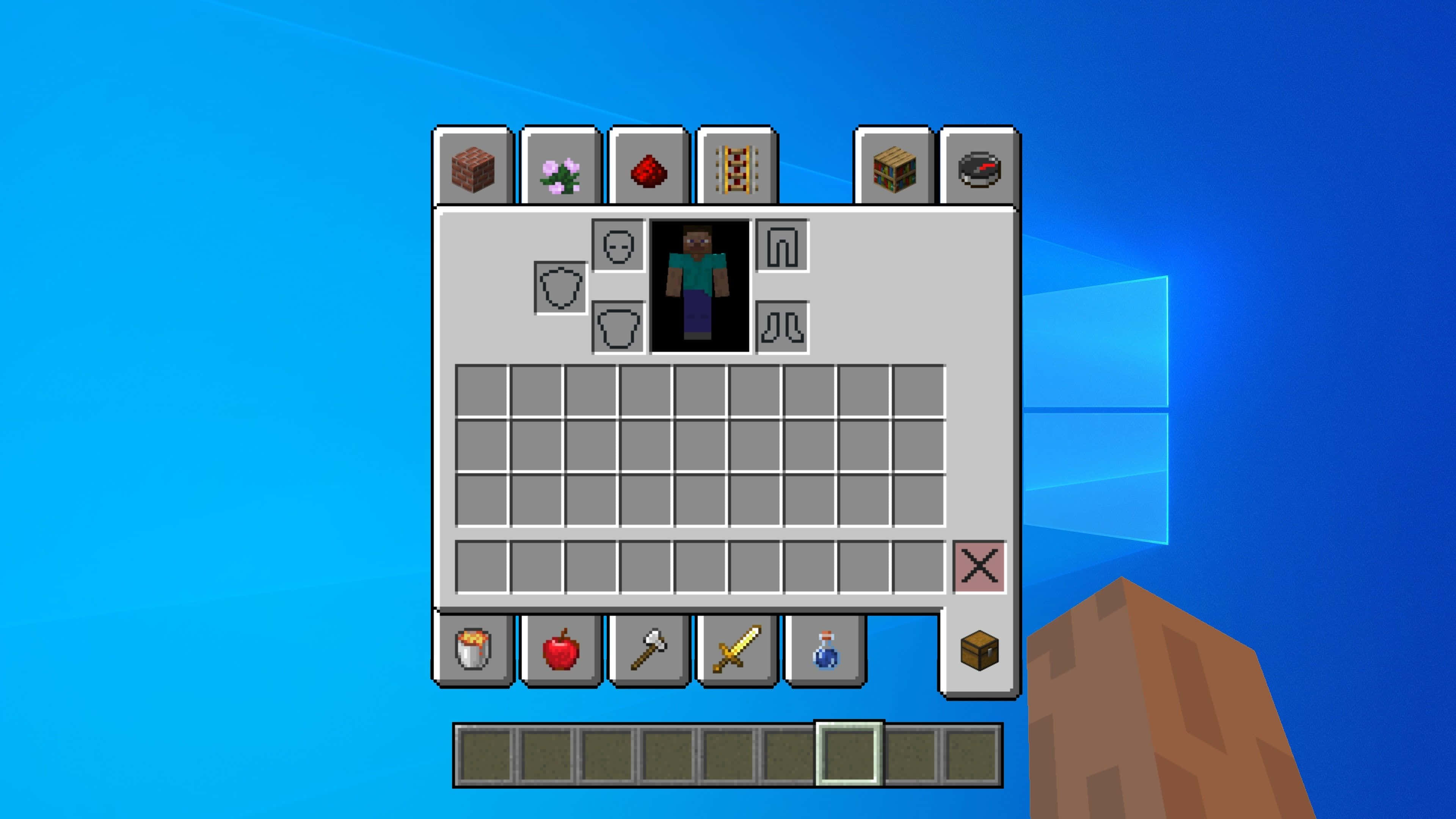 Инвентарь Minecraft с рукой Стива Обои