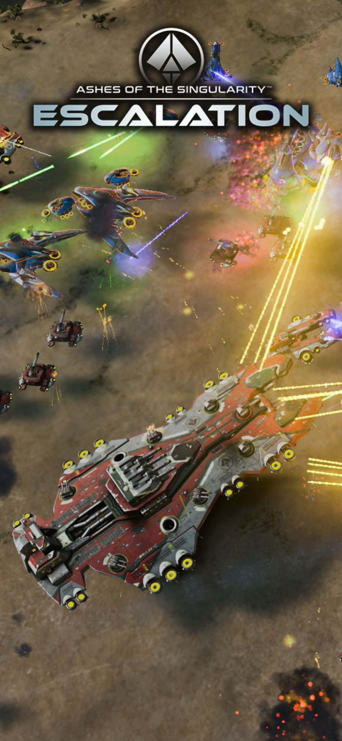 Исследуйте обширные миры Ashes Of The Singularity Escalation на вашем iPhone X Обои
