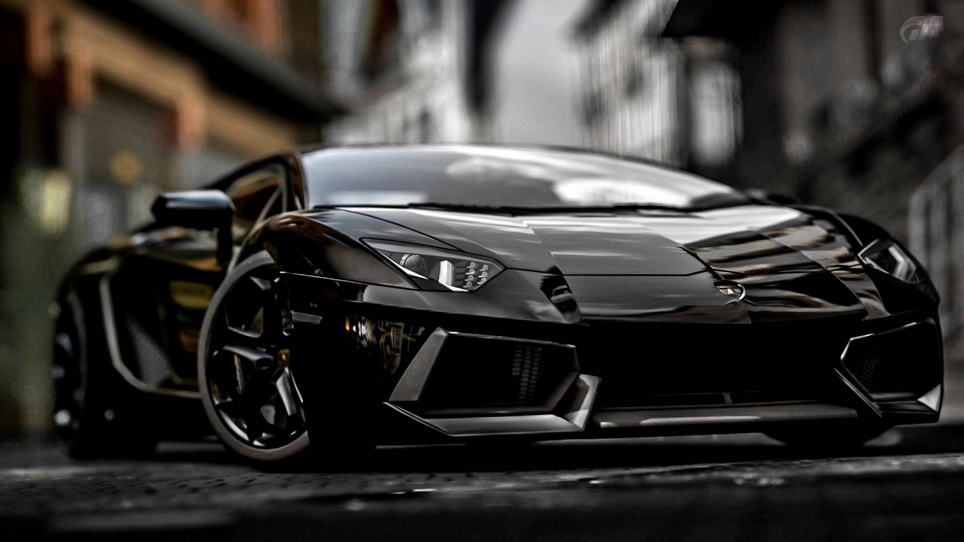 Капот черного спортивного автомобиля Lamborghini Aventador Обои
