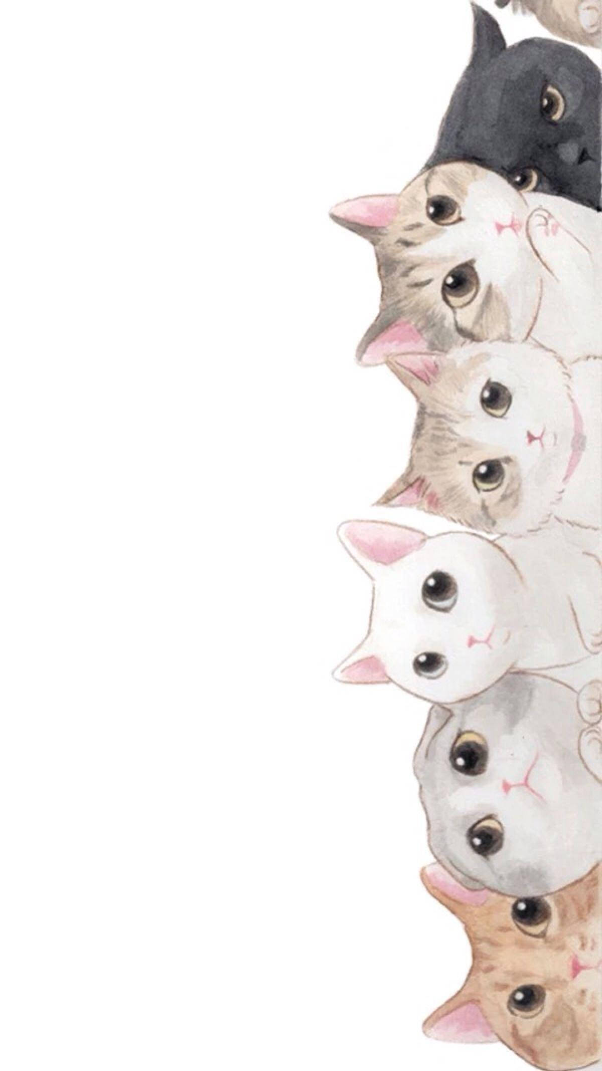 Классный рисунок милых котиков Обои