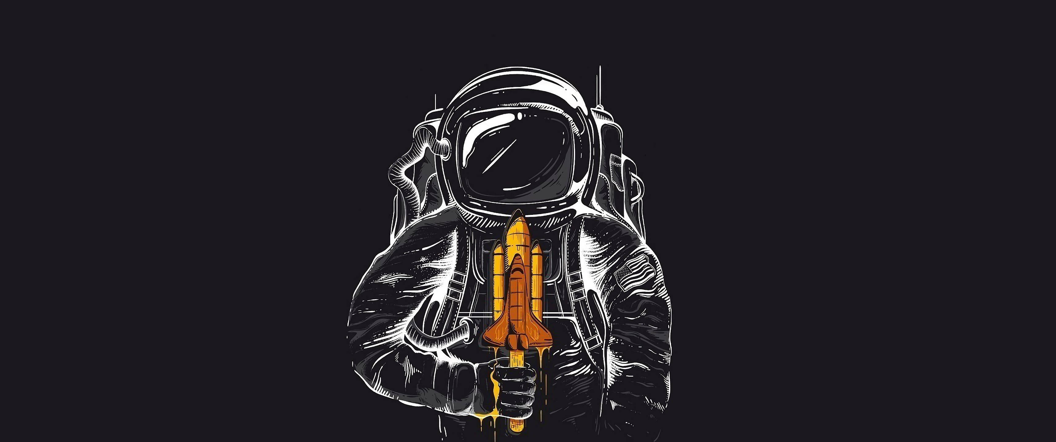 Космическая эстетика астронавт и космический шаттл Обои