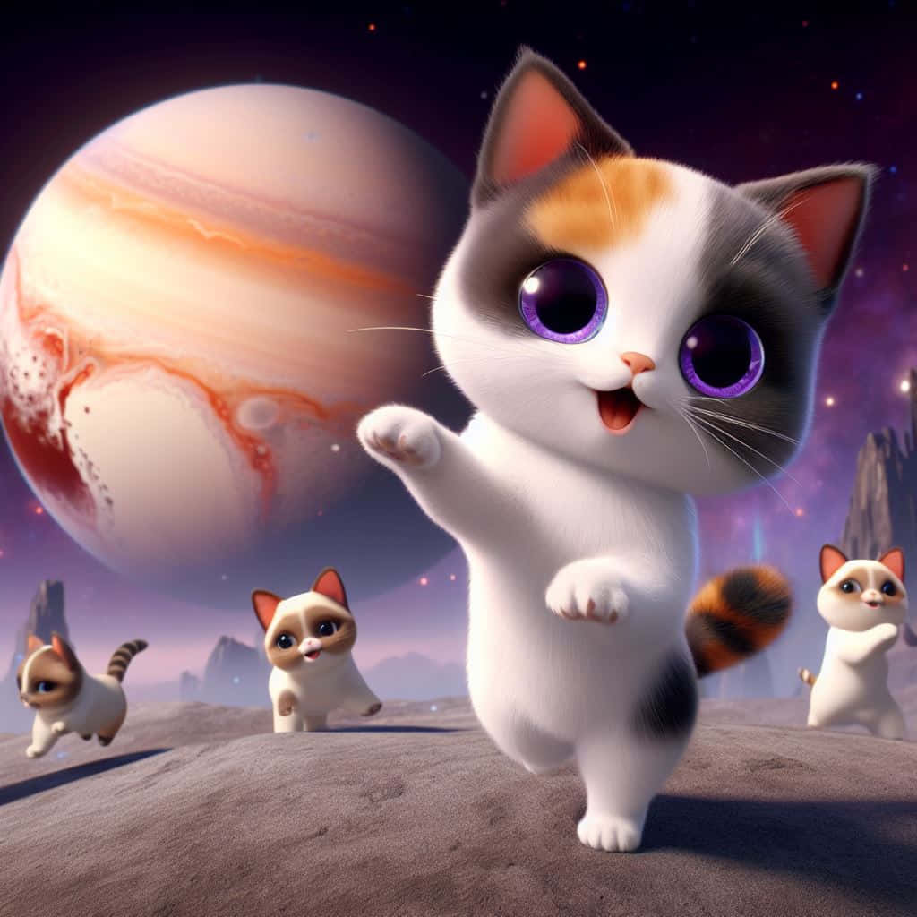 Космические танцующие кошки.JPG Обои
