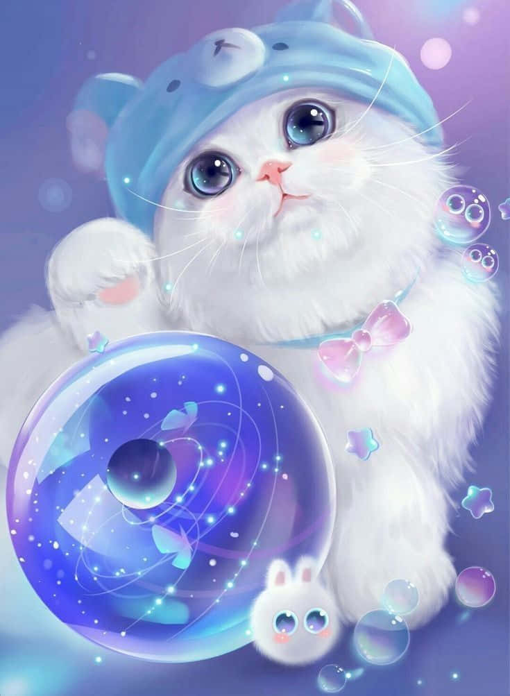 Кот аниме - игривый и полный приключений! Обои