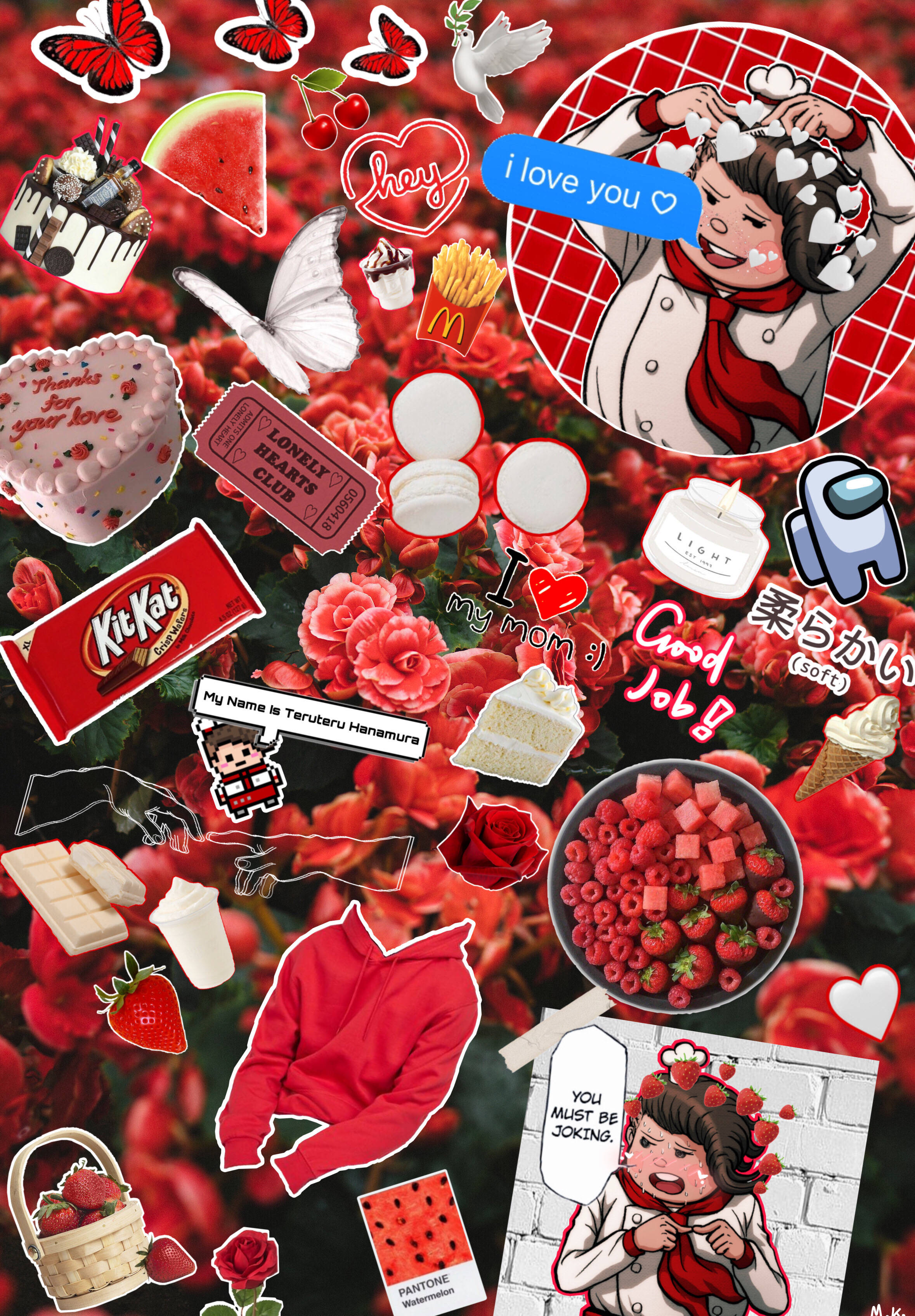 Красные цветы Kitkat Picsart Обои