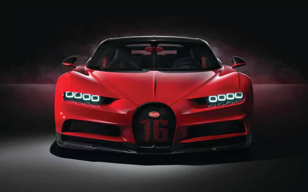 Красный Bugatti Chiron 4k