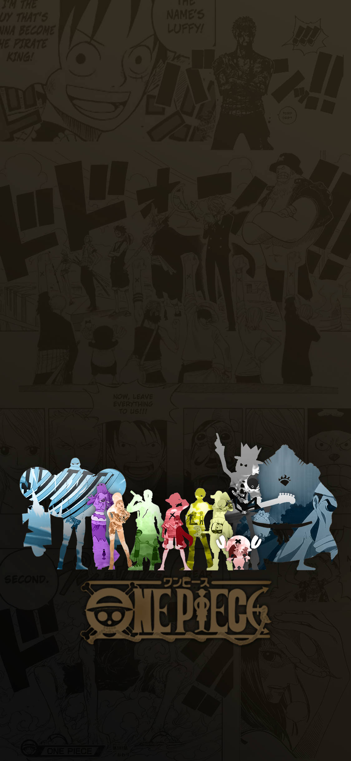 Красочный постер One Piece для iPhone Обои