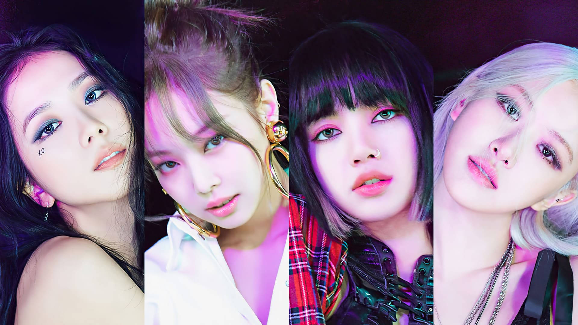 Крупный план коллаж Blackpink для рабочего стола Обои